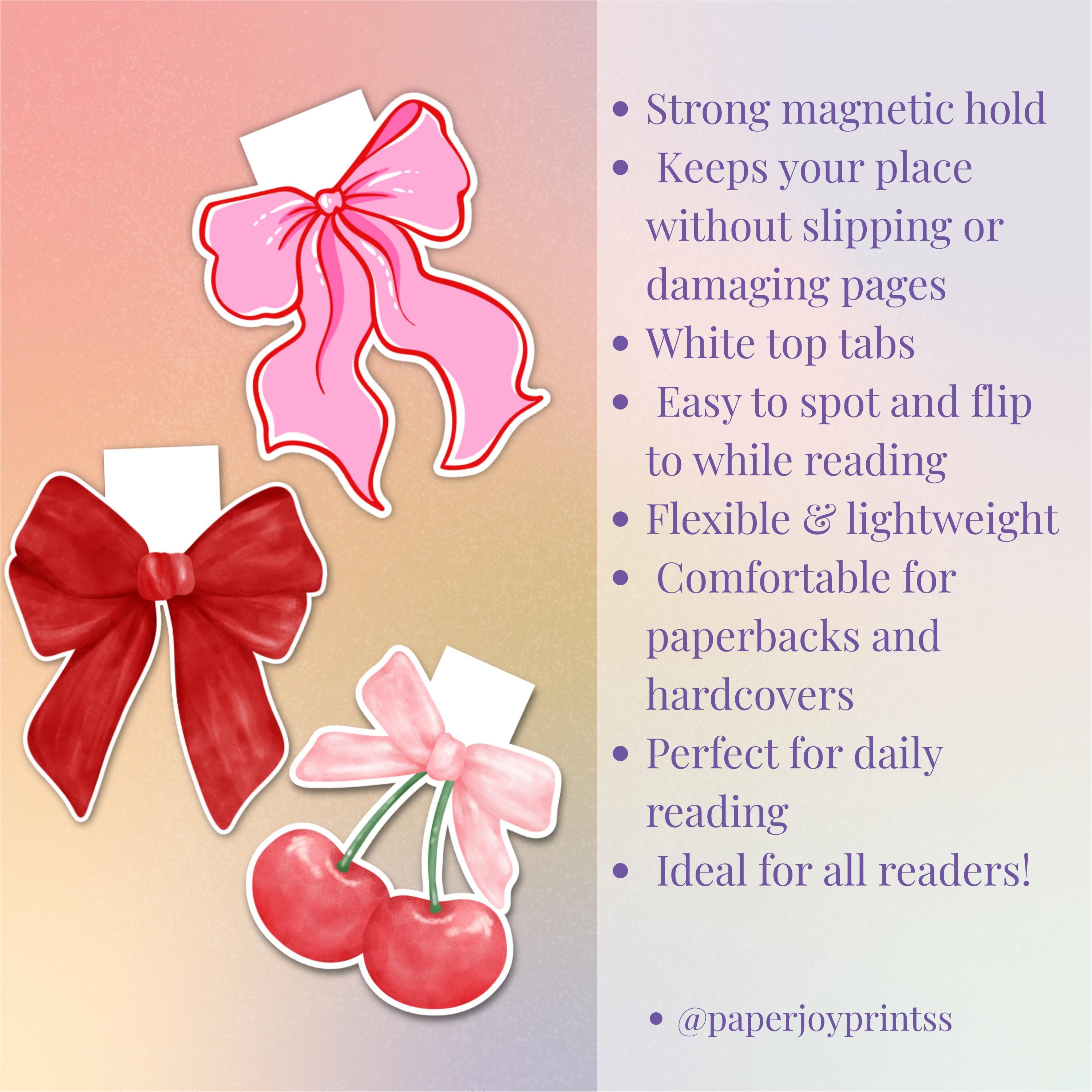 Bow Magnetic Bookmark and Sticker Bundle-Coquette Bookmarks