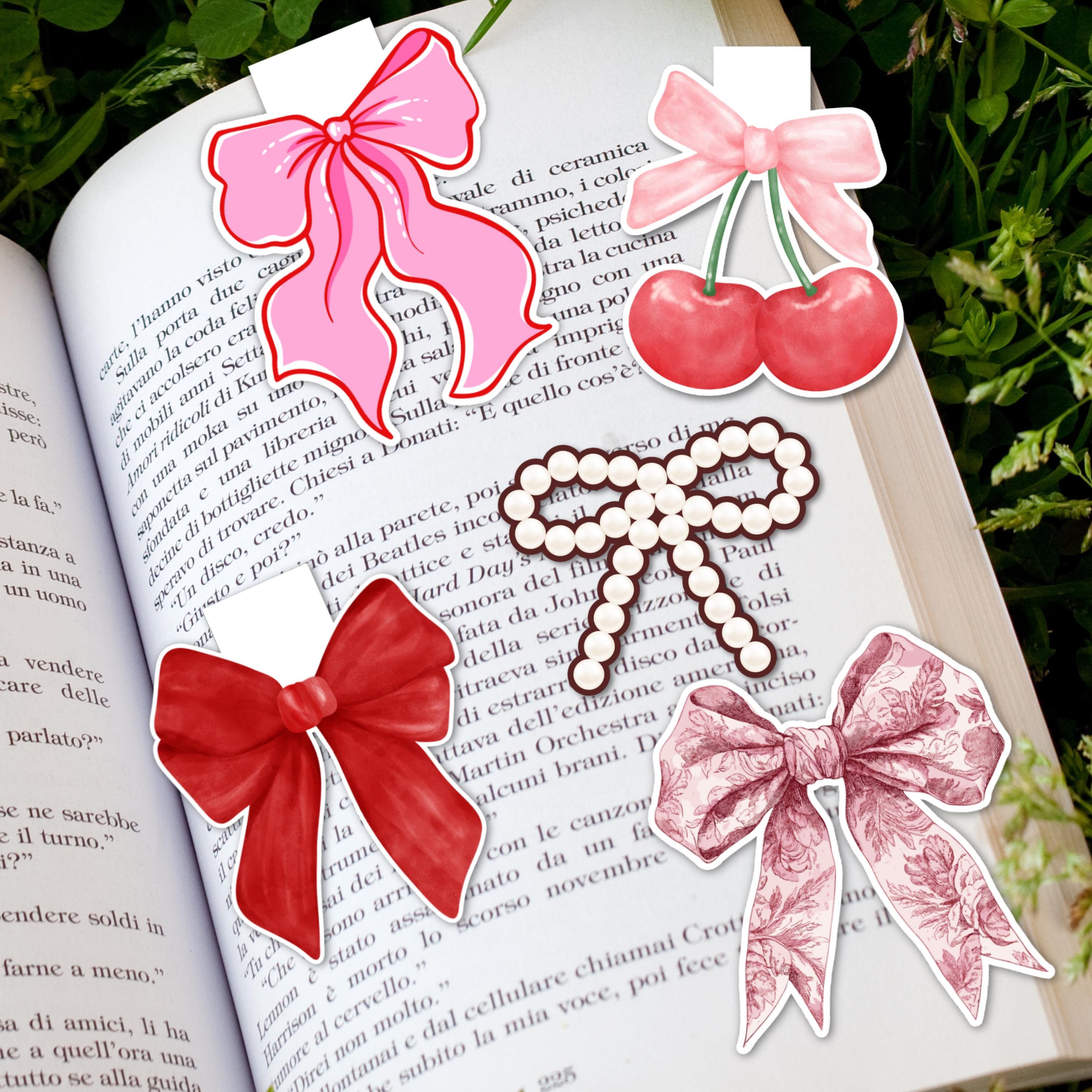 Bow Magnetic Bookmark and Sticker Bundle-Coquette Bookmarks