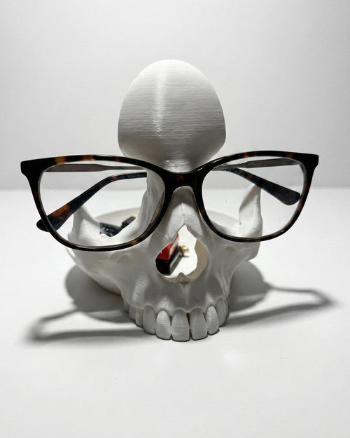 3D Printed Skull Glasses Holder with Catch-All Tray