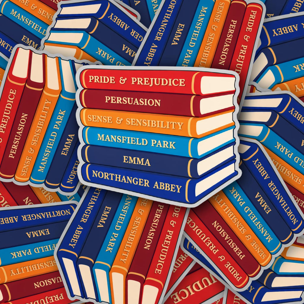 Jane Austen Book Stack Sticker Classic Literature Sticker