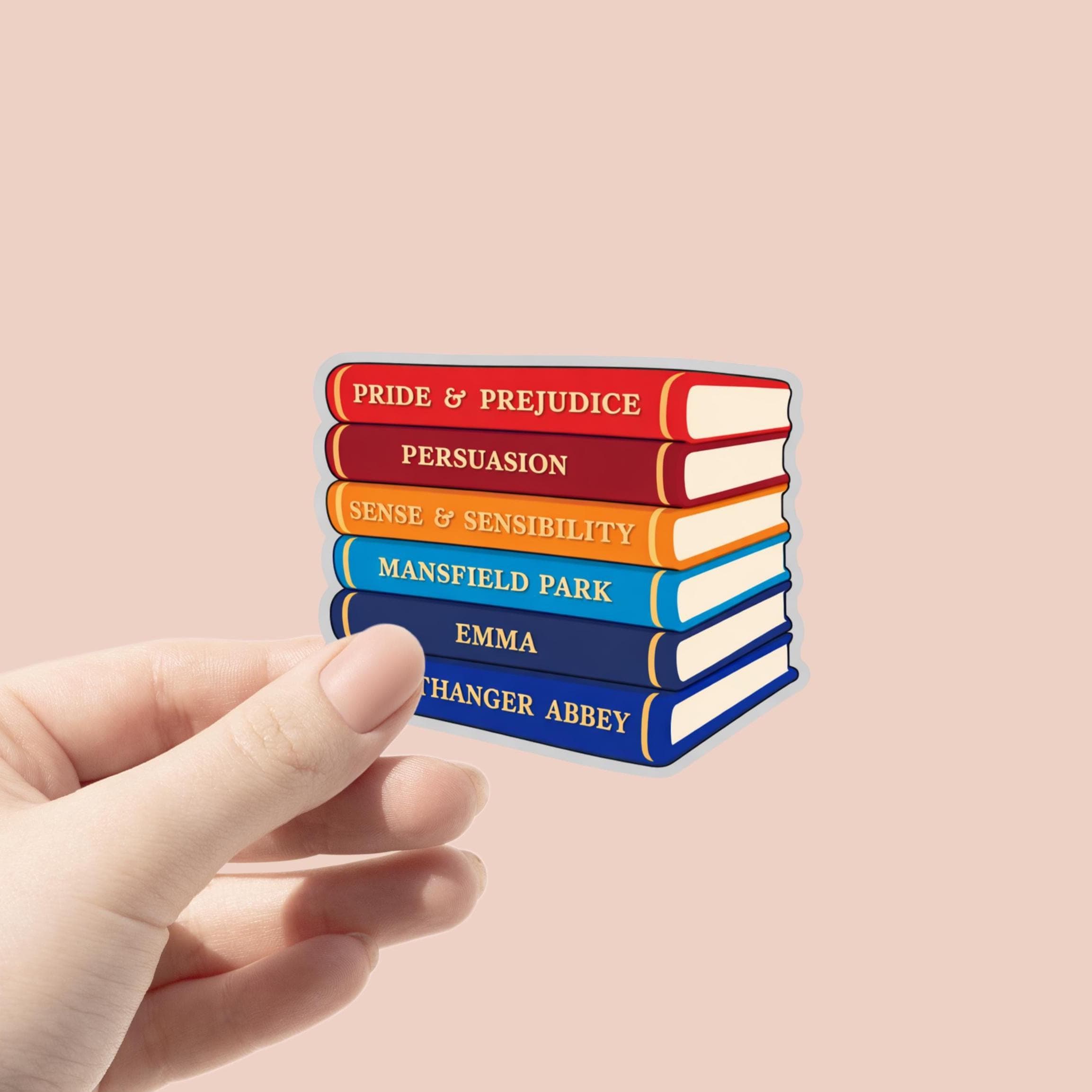 Jane Austen Book Stack Sticker Classic Literature Sticker
