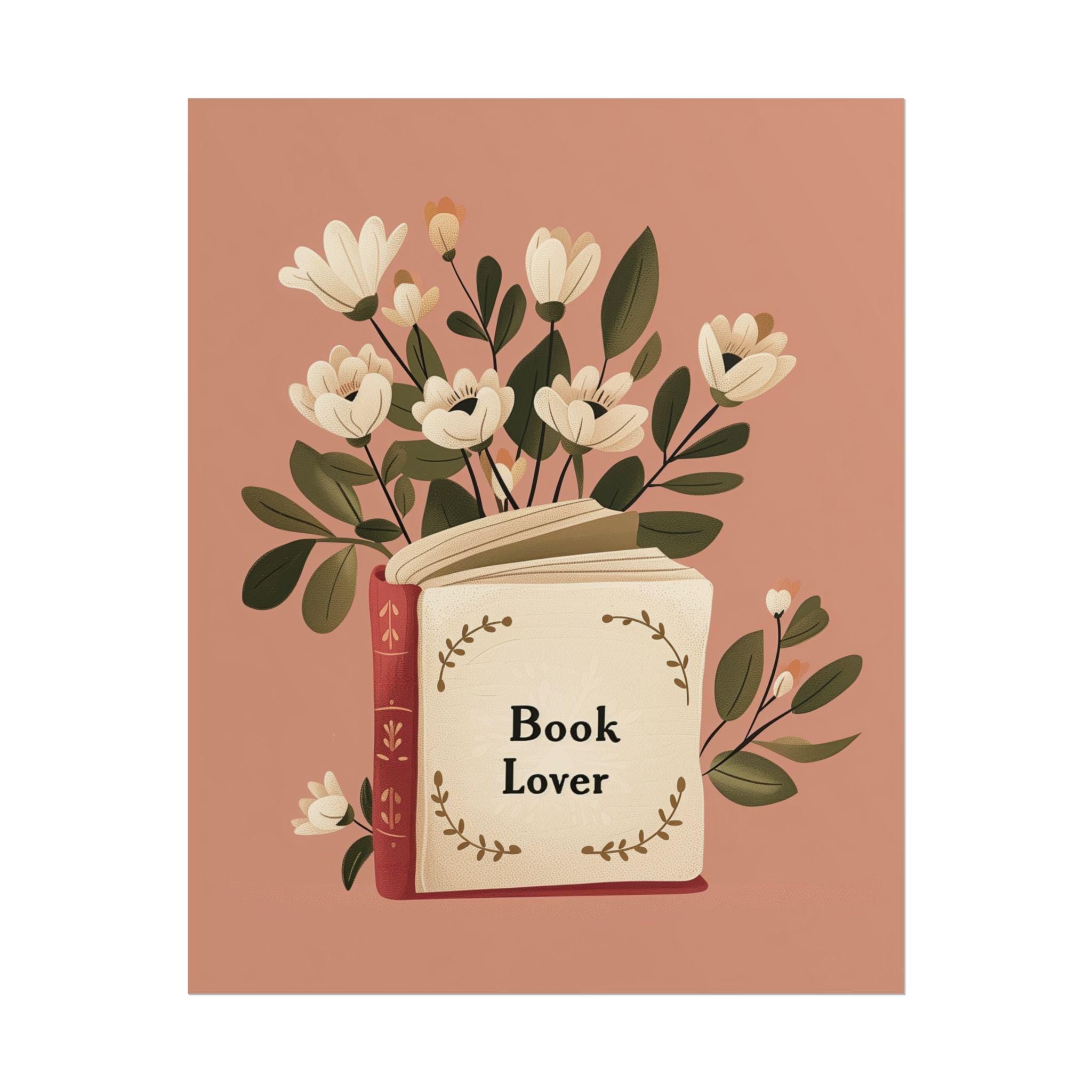 Book Lover Wall Art Print- Floral Bookish Decor