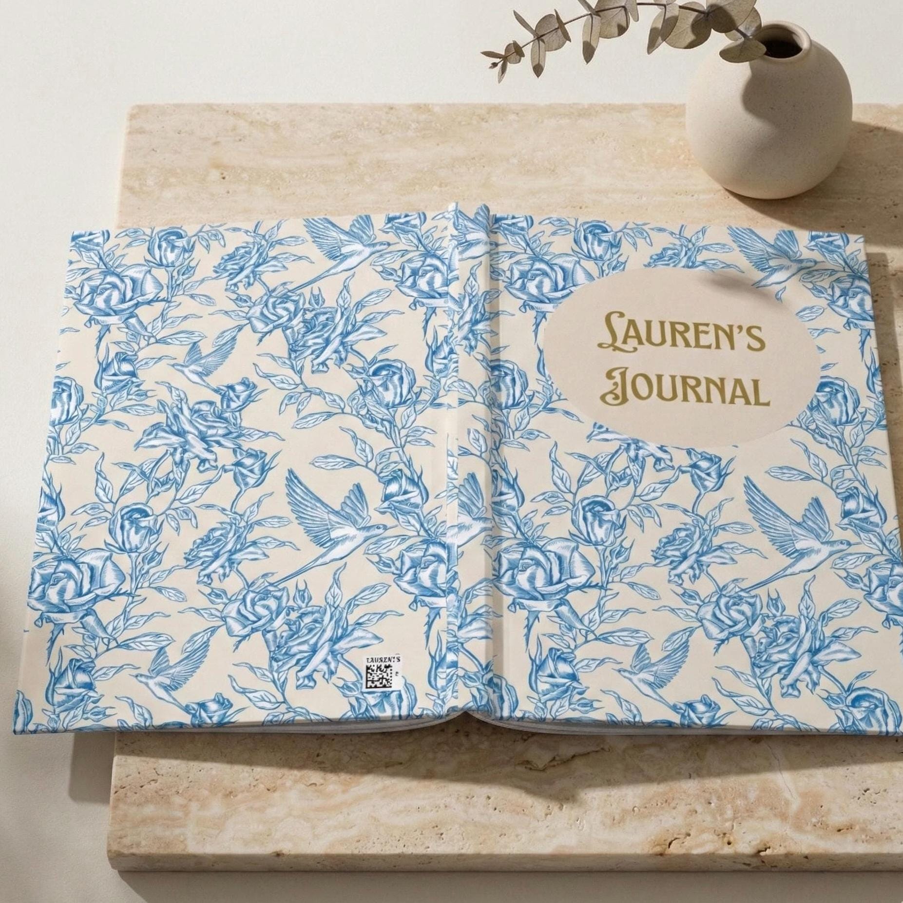 Personalized Name Journal Toile Floral Notebook