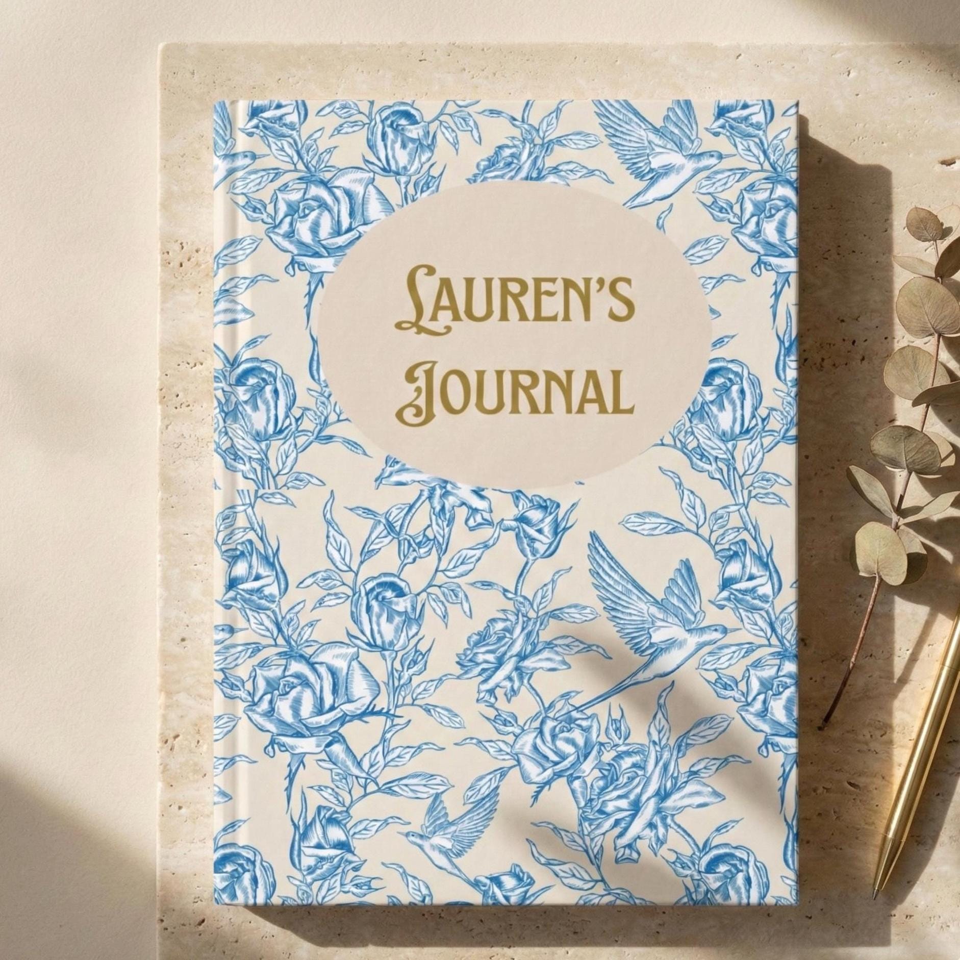 Personalized Name Journal Toile Floral Notebook