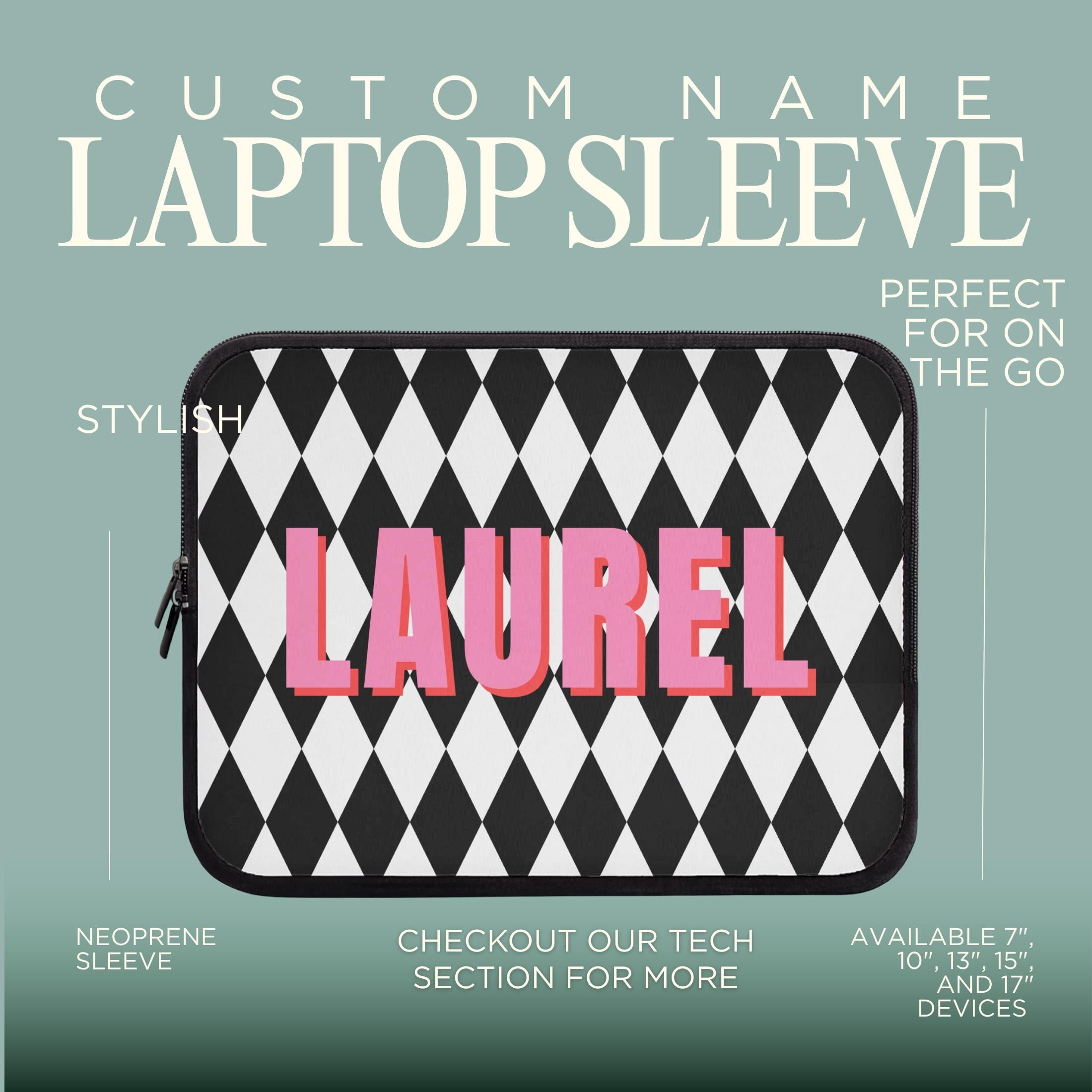 Personalized Laptop Sleeve-Neoprene Case Diamond Pattern