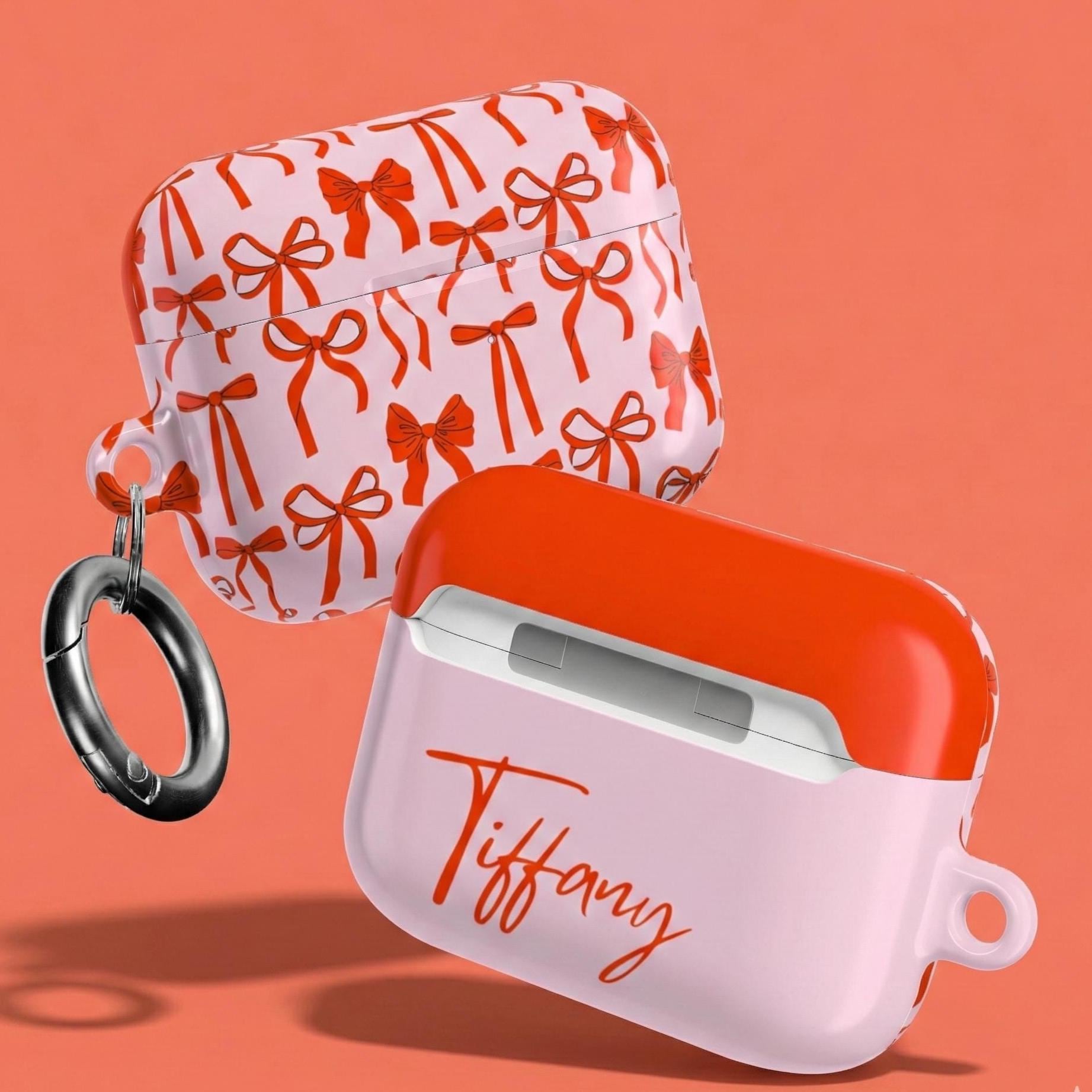 Personalized AirPods Case with Name Coquette Bow