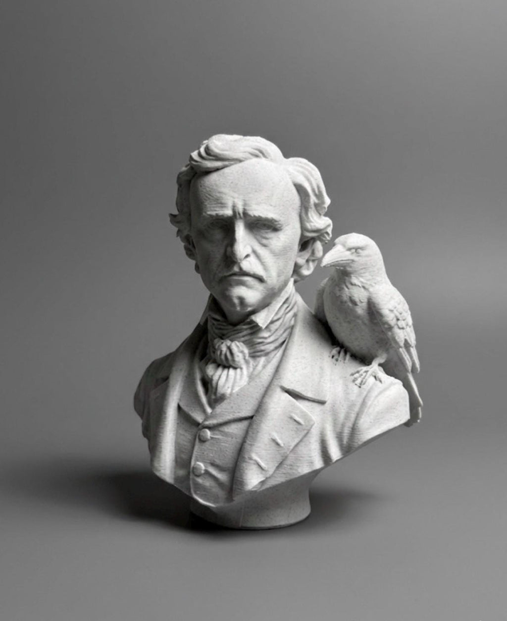 Edgar Allan Poe Bust Sculpture Raven Shoulder Decoration Gothic Style Literary Gift Writer Desk Accessory Display Halloween Bookshelf Art