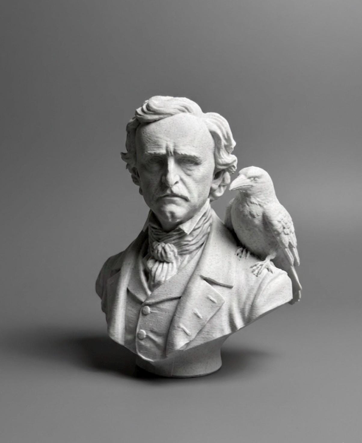 Edgar Allan Poe Bust Sculpture Raven Shoulder Decoration Gothic Style Literary Gift Writer Desk Accessory Display Halloween Bookshelf Art