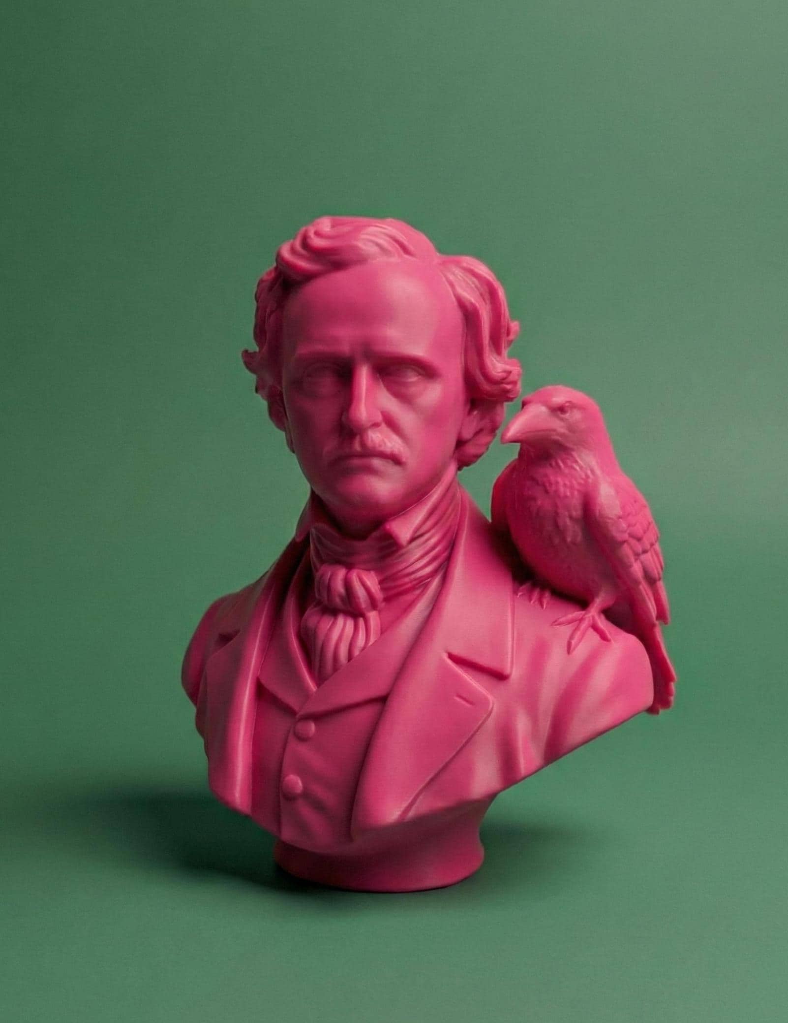 Edgar Allan Poe Bust Sculpture Raven Shoulder Decoration Gothic Style Literary Gift Writer Desk Accessory Display Halloween Bookshelf Art