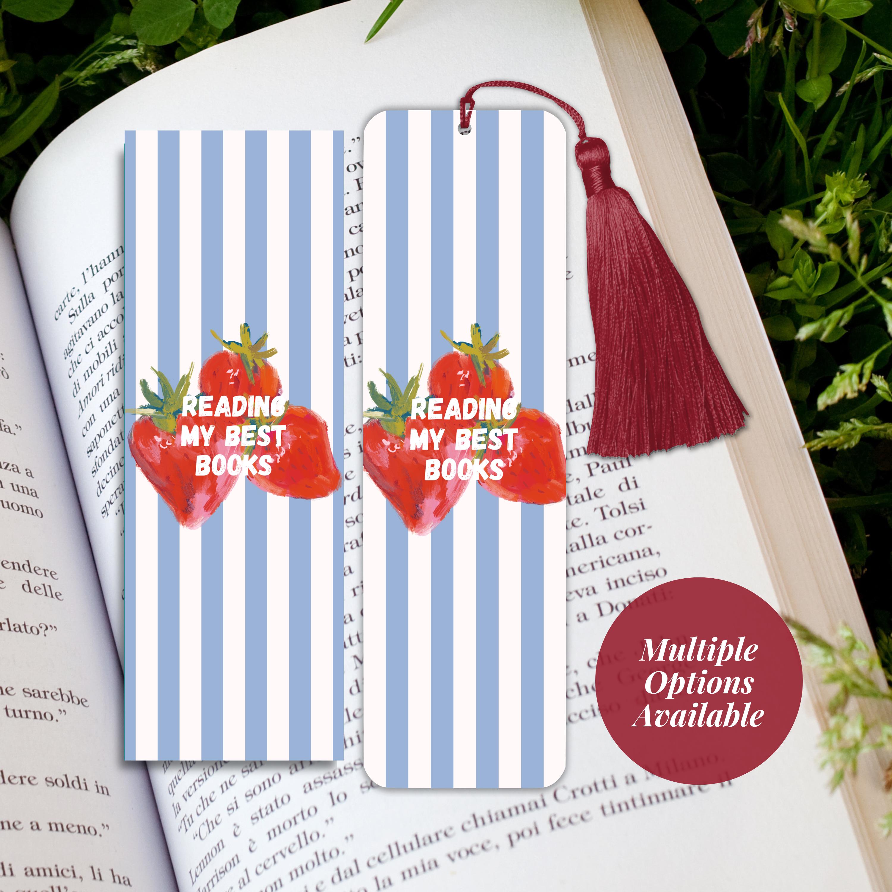 Cute Strawberry Bookmark Hand Drawn Fruit Bookmark Girly Cottagecore Bookish Aesthetic