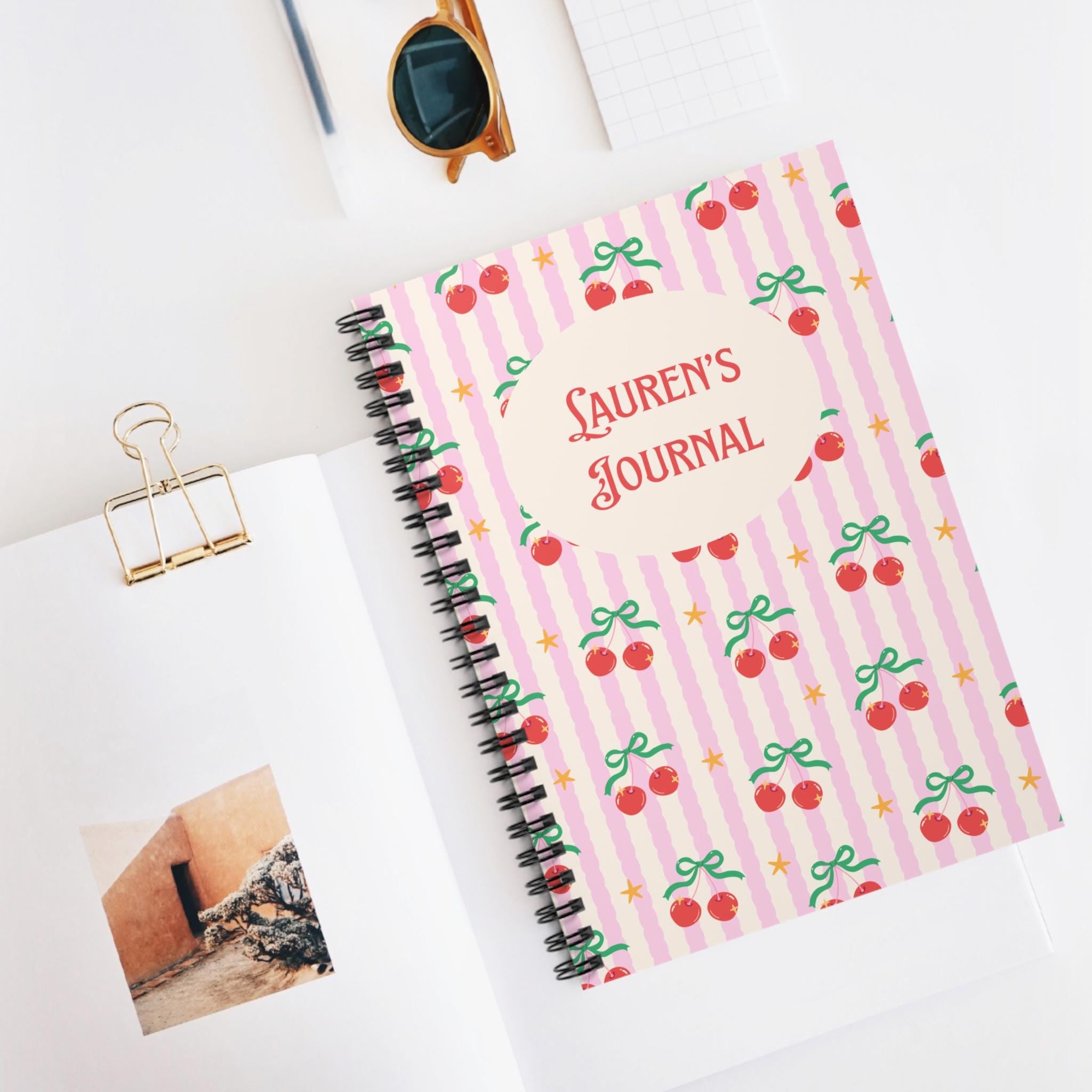 Personalized Cherry Journal Custom Name Notebook
