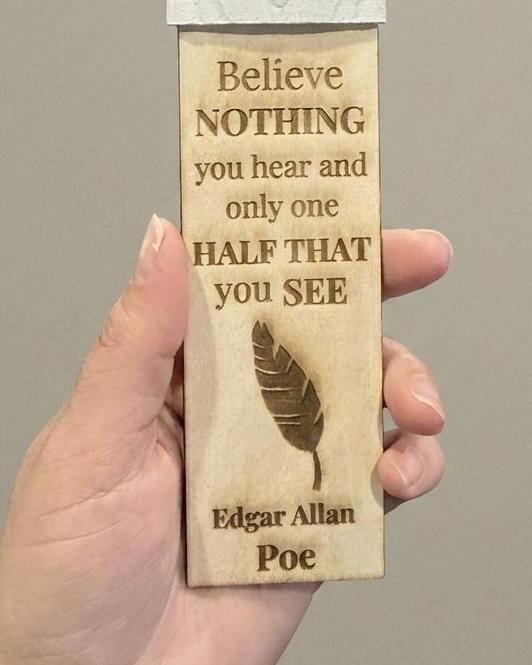 Edgar Allan Poe Bookmark with 3D Bust Top