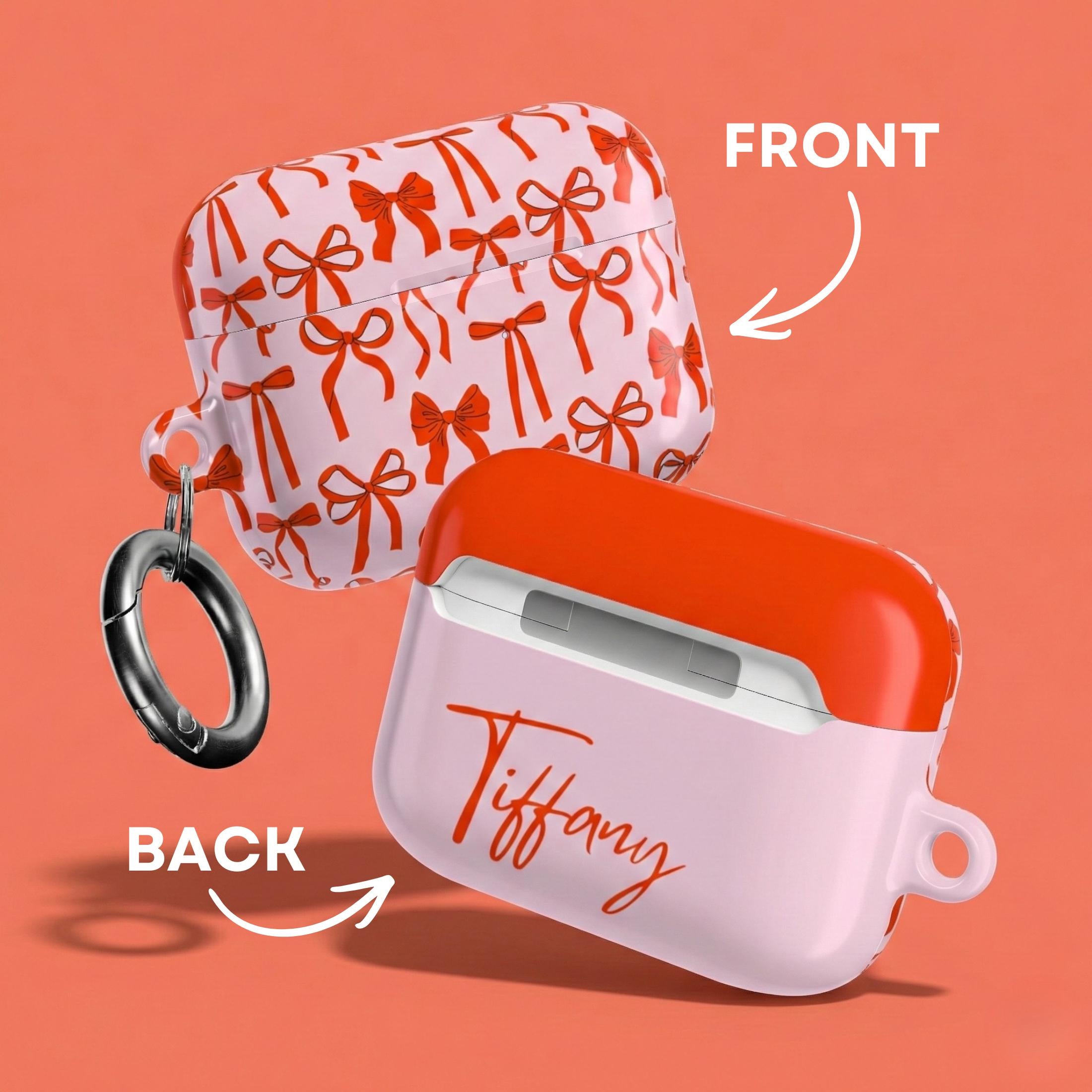 Personalized AirPods Case with Name Coquette Bow