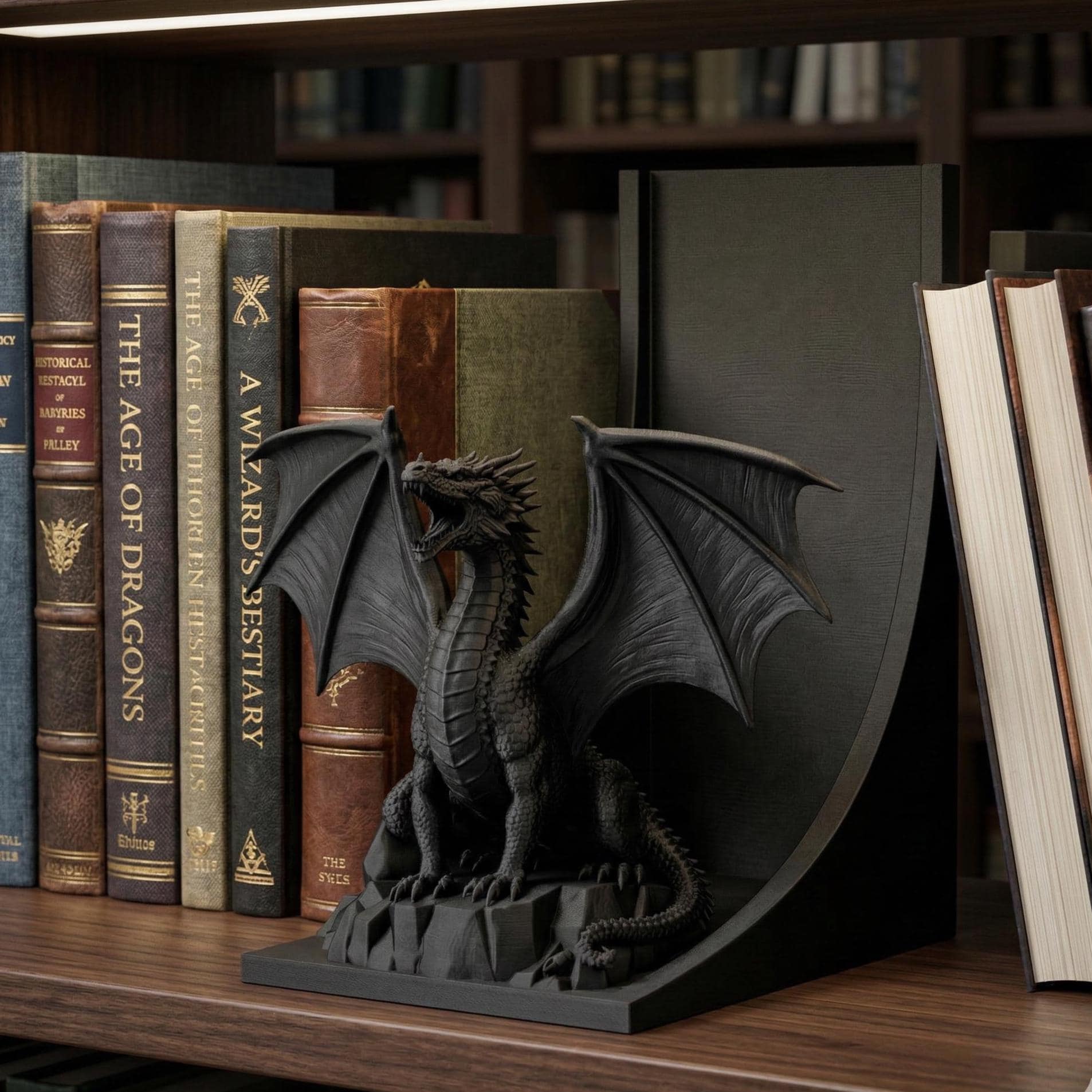 Dragon Bookmark Holder Bookend Fantasy Dragon Bookshelf Decor Dragon Bookend Gift for Book Lover Bookmark Organizer 3D Printed Dragon