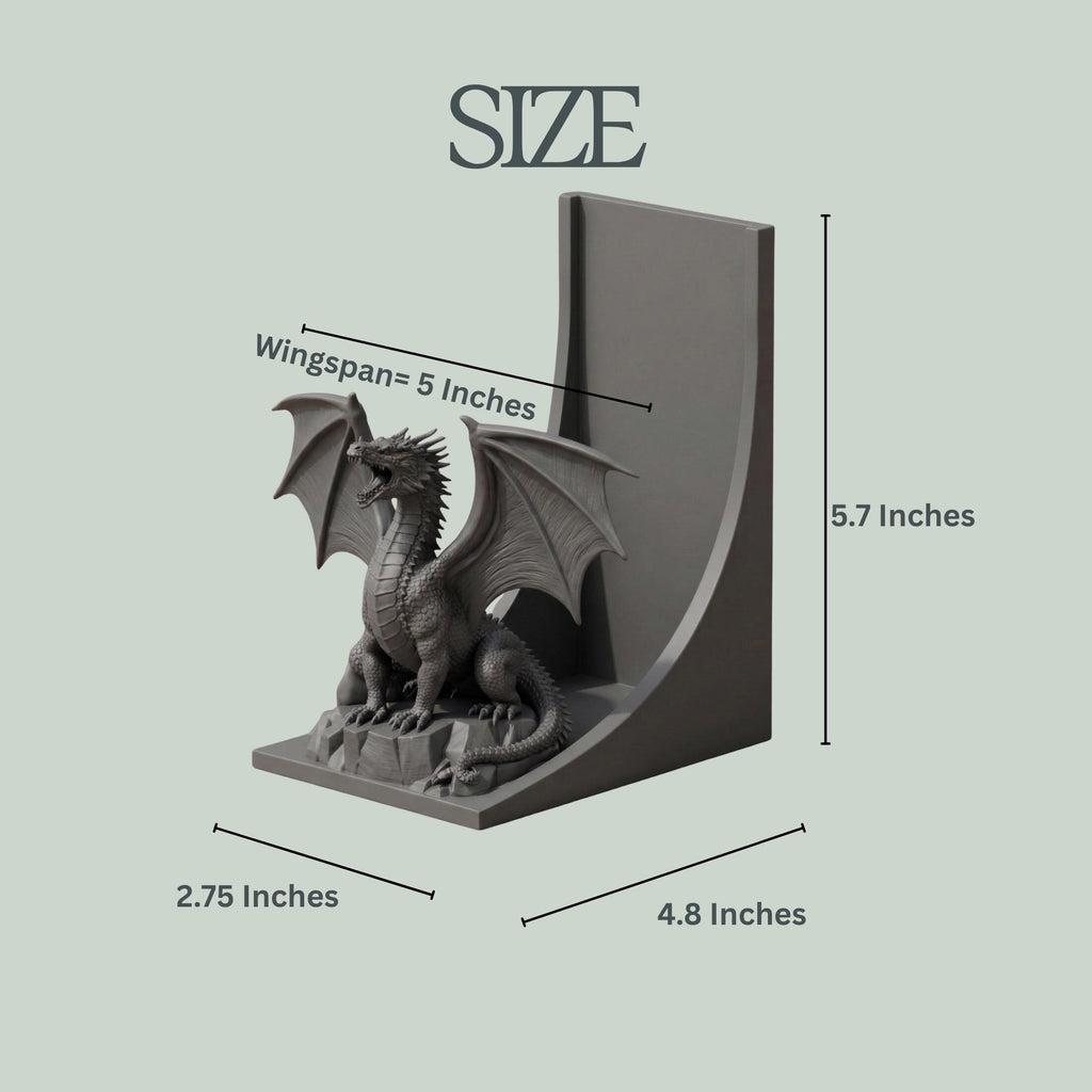 Dragon Bookmark Holder Bookend Fantasy Dragon Bookshelf Decor Dragon Bookend Gift for Book Lover Bookmark Organizer 3D Printed Dragon