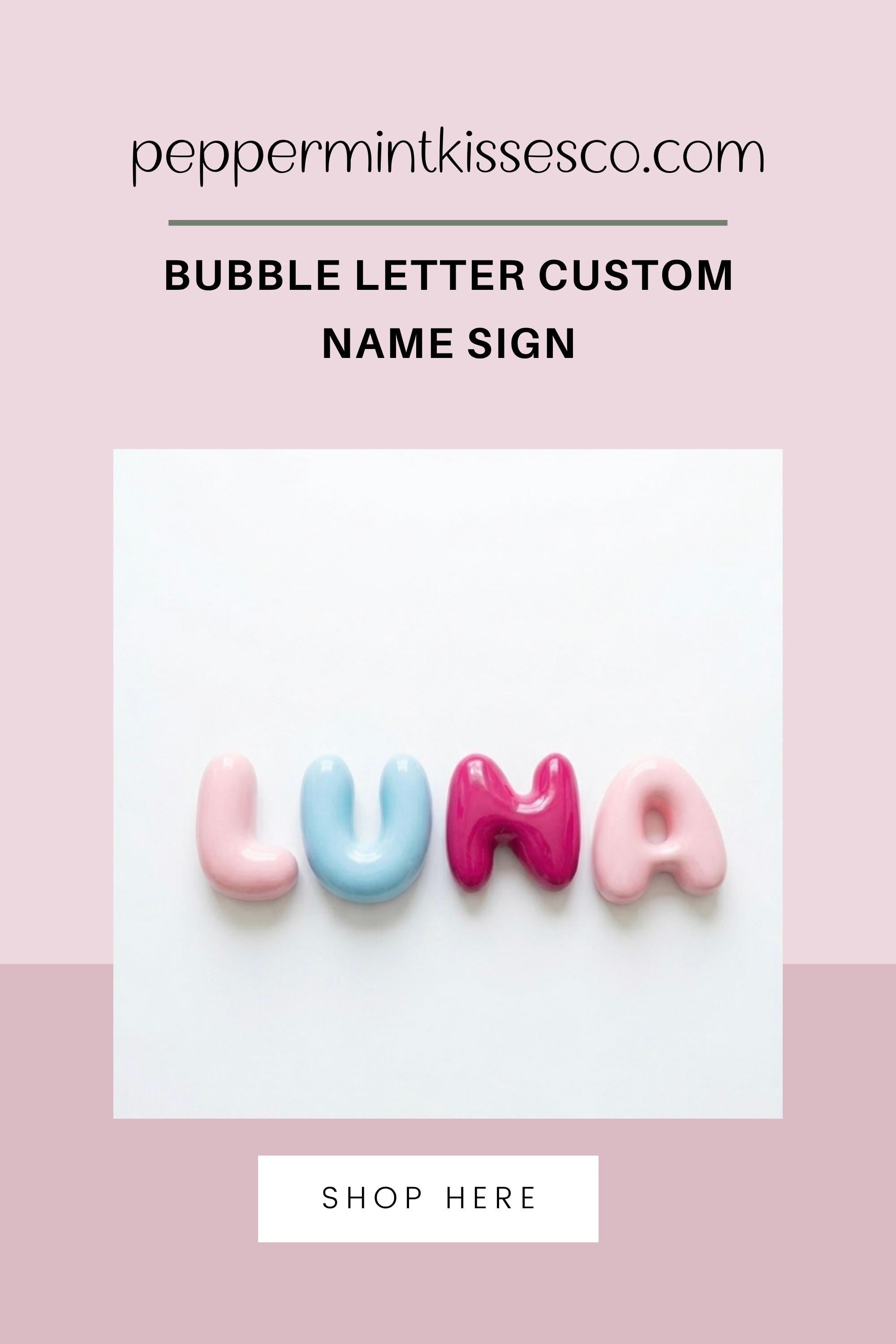 Custom Bubble Letter Name Sign 3D Printed Nursery Decor Personalized Wooden Name Plaque Pastel Wall Decor Baby Gift