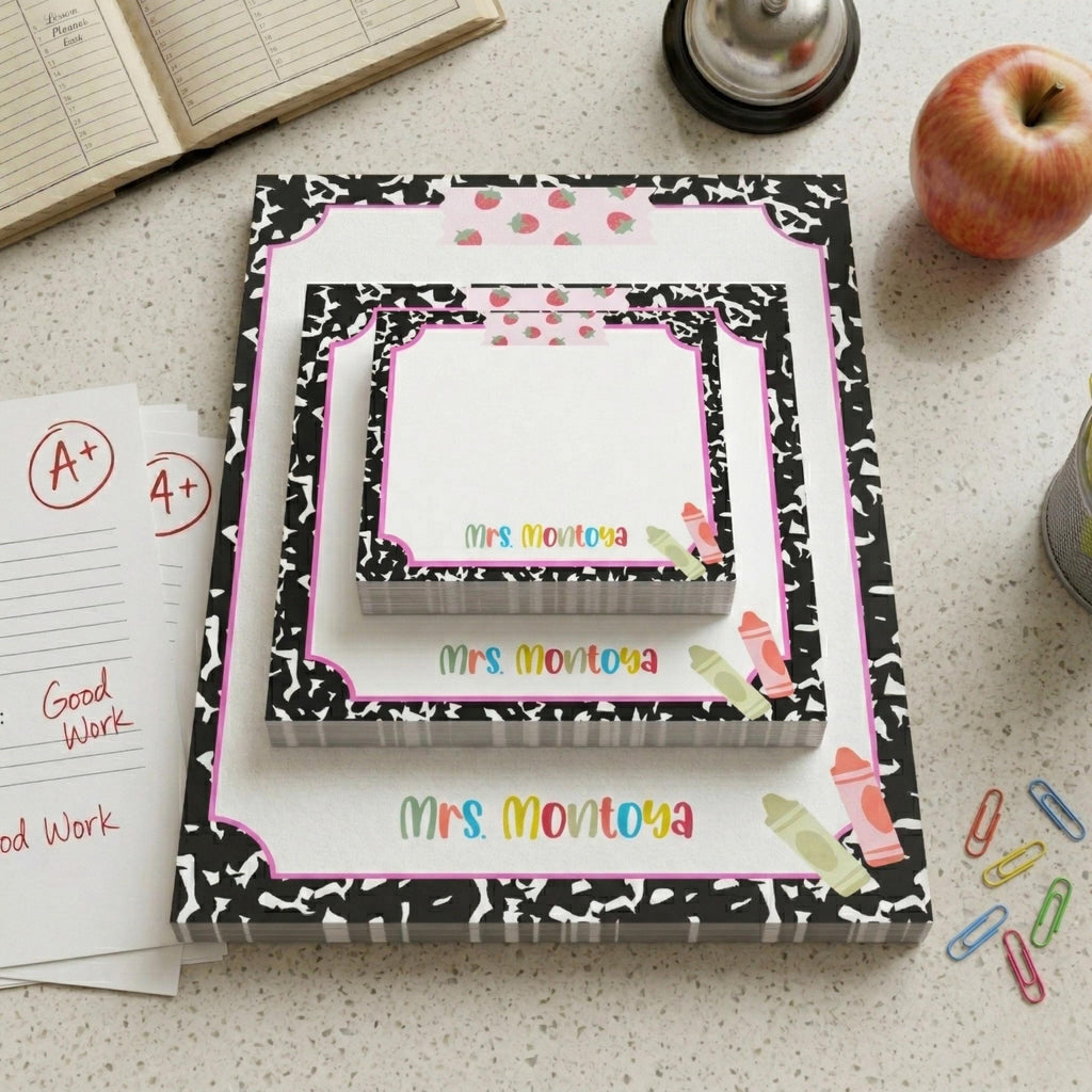 Personalized Teacher Sticky Notes-Custom Name Post Its