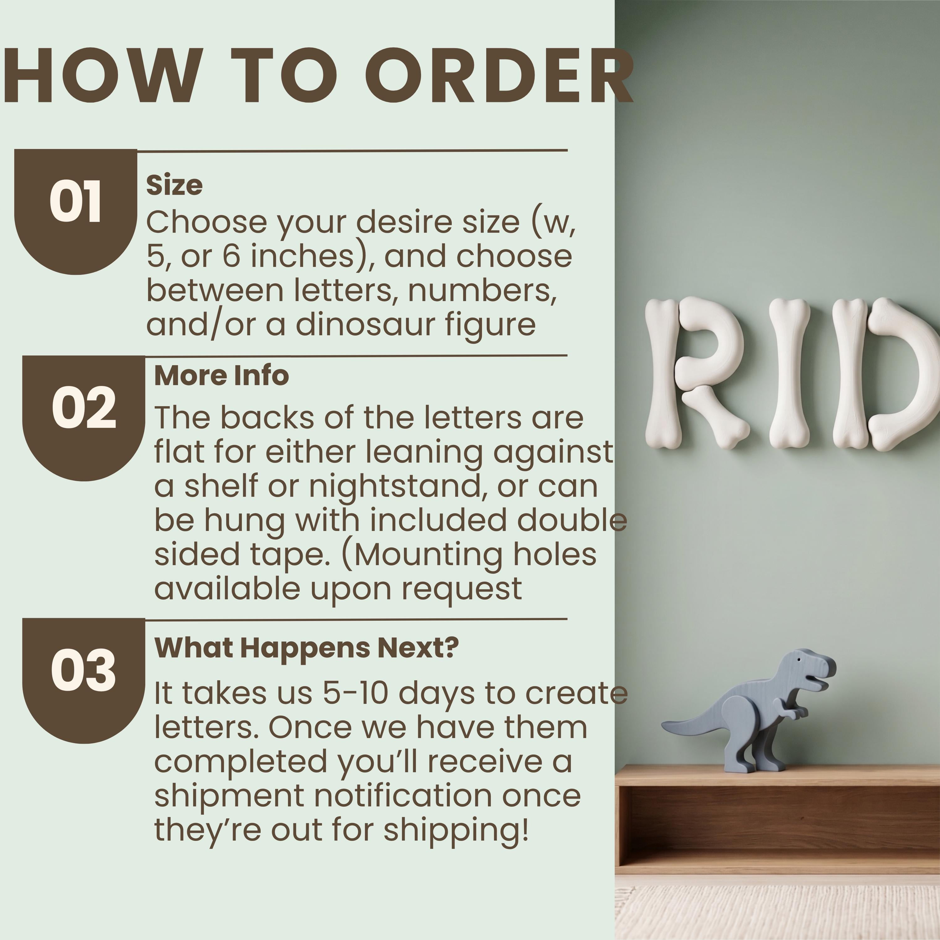 3D Printed Dinosaur Letters and Numbers Dino Nursery Decor Custom Toddler Room Wall Decor for Boys Room Name Sign Personalized 3d Letters