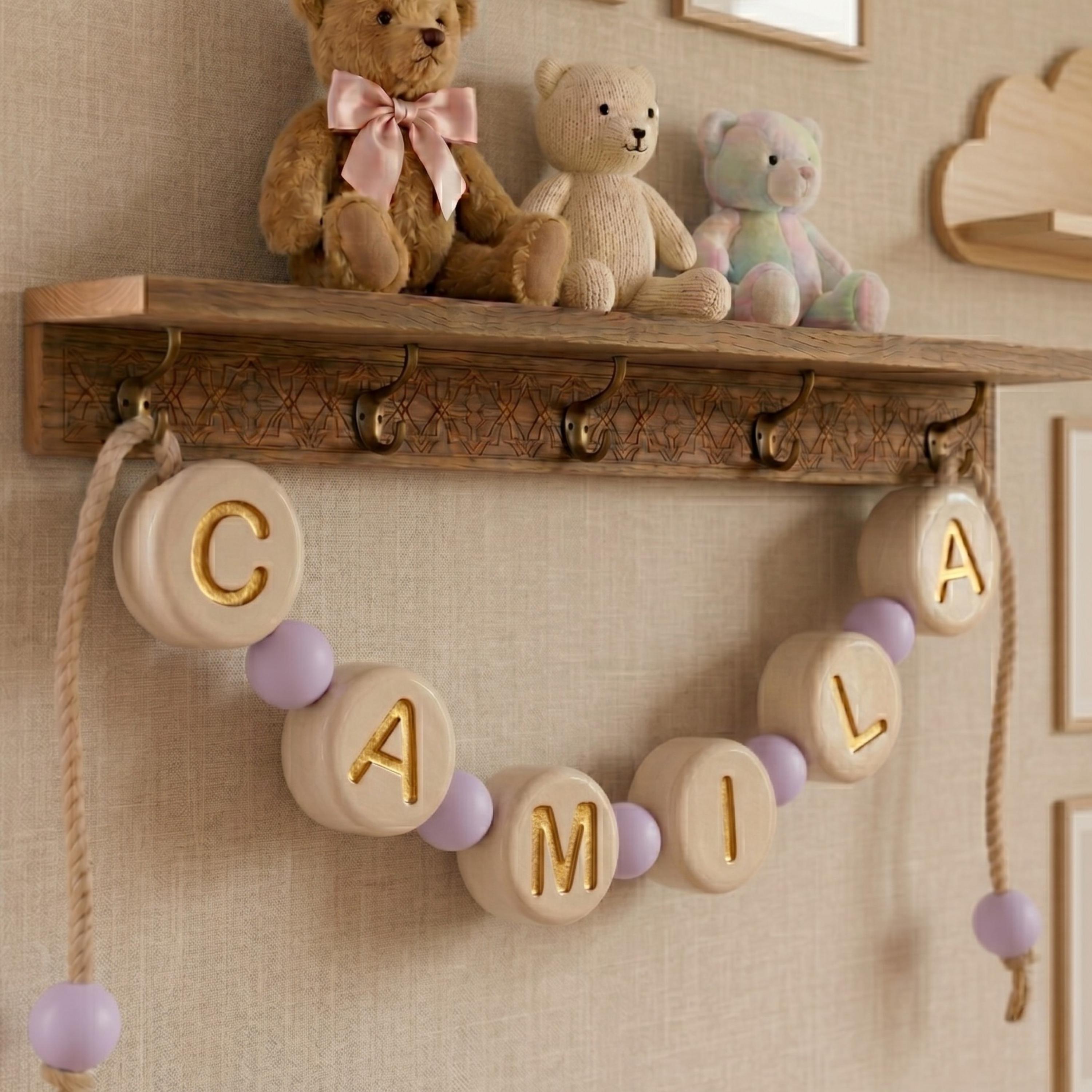 Personalized 3D Printed Letter Beads Custom Name Garland Letters 5 Inch Hanging Alphabet and Number Beads for Nursery Decor Playroom Banner