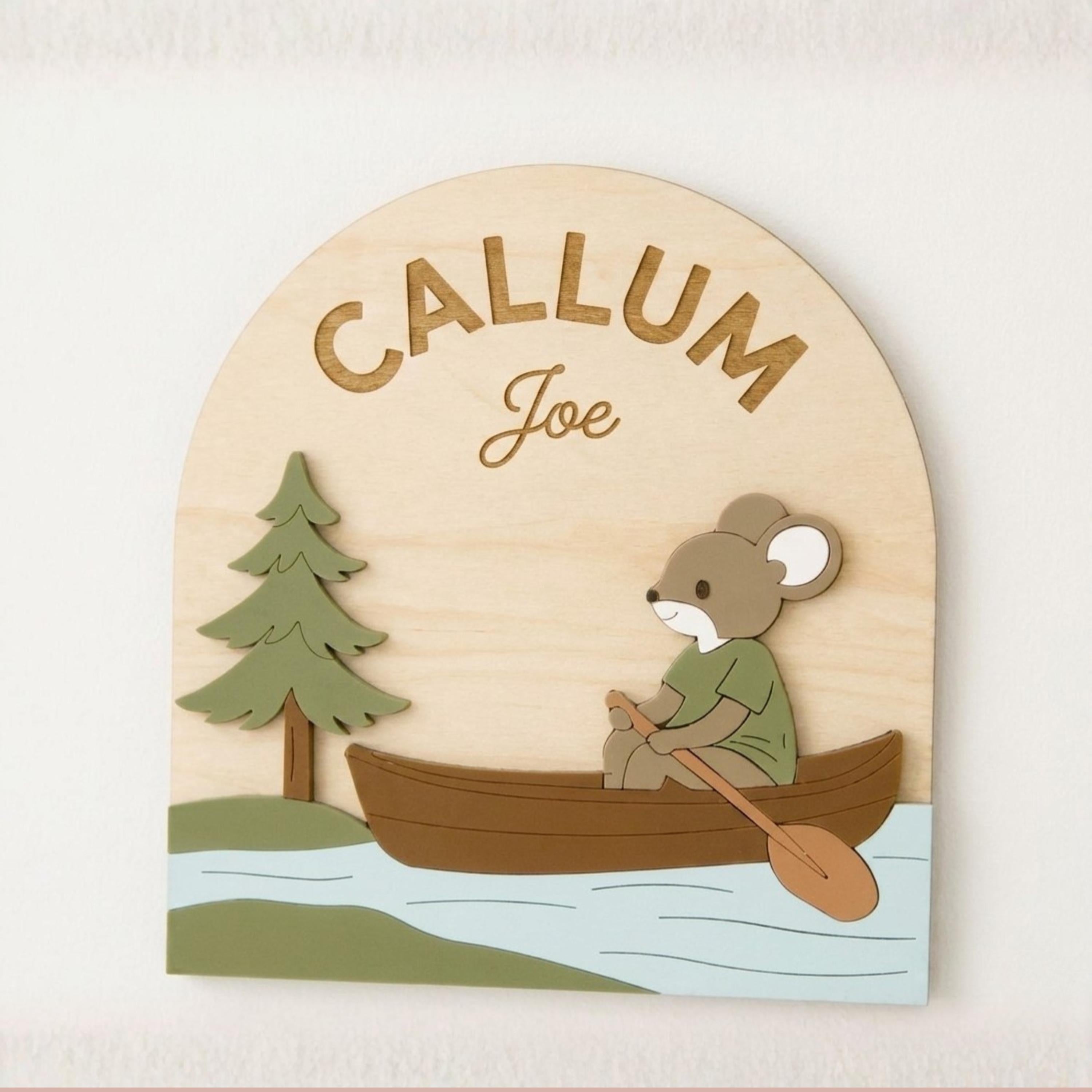 Personalized Woodland Nursery Name Sign Custom Kids Room Wall Art