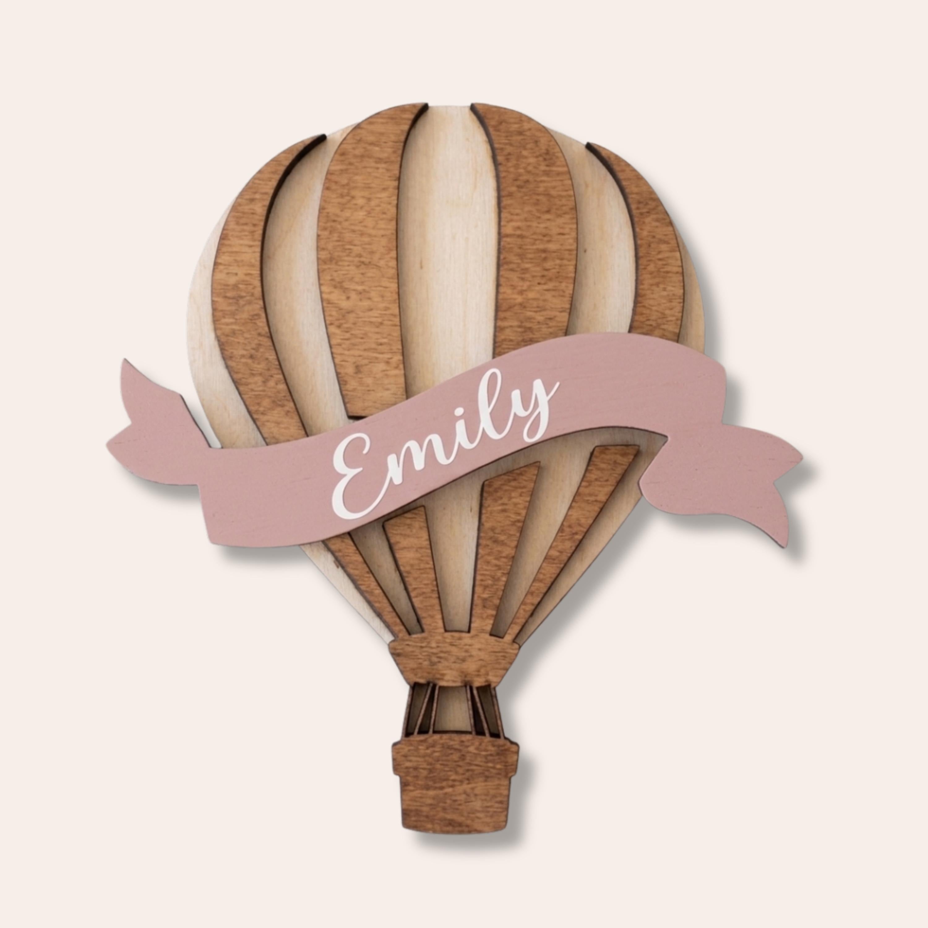 Personalized Hot Air Balloon Nursery Decor Custom Name Sign Wooden Baby Room Wall Art Neutral Nursery Accent Baby Shower Gift Playroom Decor