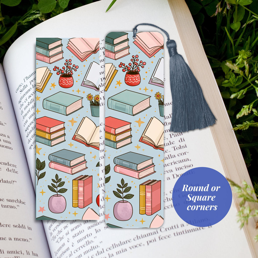 Book Themed Bookmark Gift for Reader Cute Book Lover Bookmark Reading Accessory Book Pattern Bookmark for Teacher