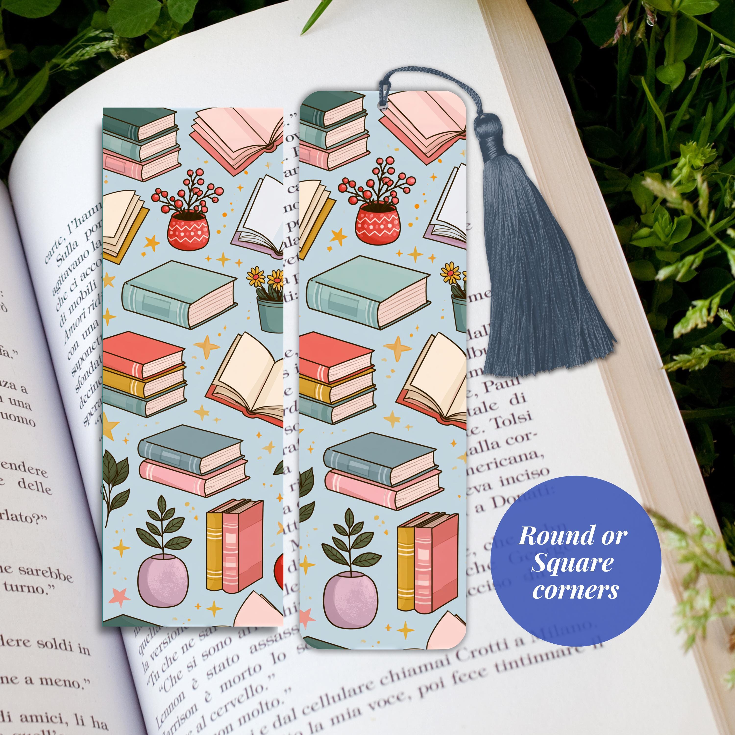 Book Themed Bookmark Gift for Reader Cute Book Lover Bookmark Reading Accessory Book Pattern Bookmark for Teacher
