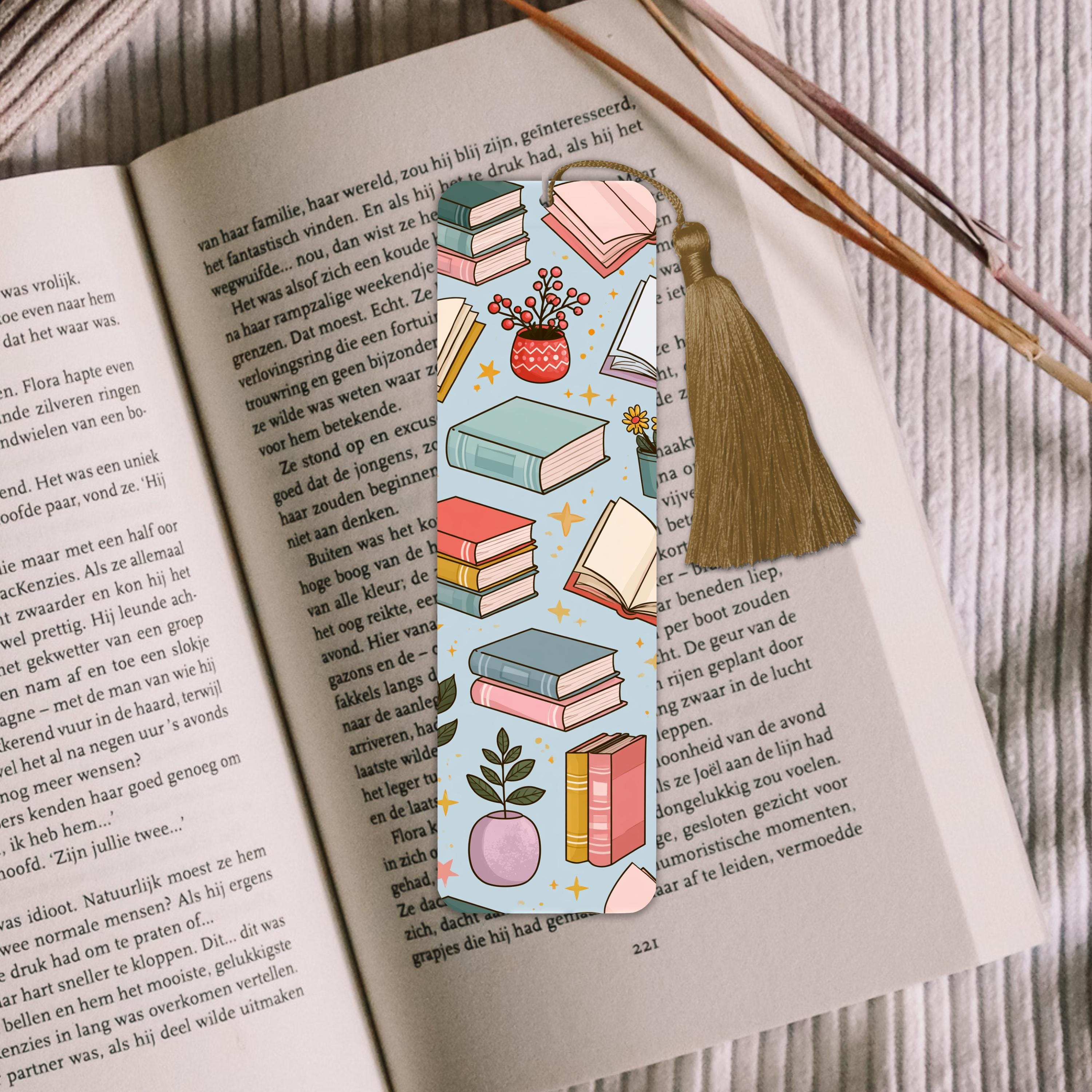 Book Themed Bookmark Gift for Reader Cute Book Lover Bookmark Reading Accessory Book Pattern Bookmark for Teacher