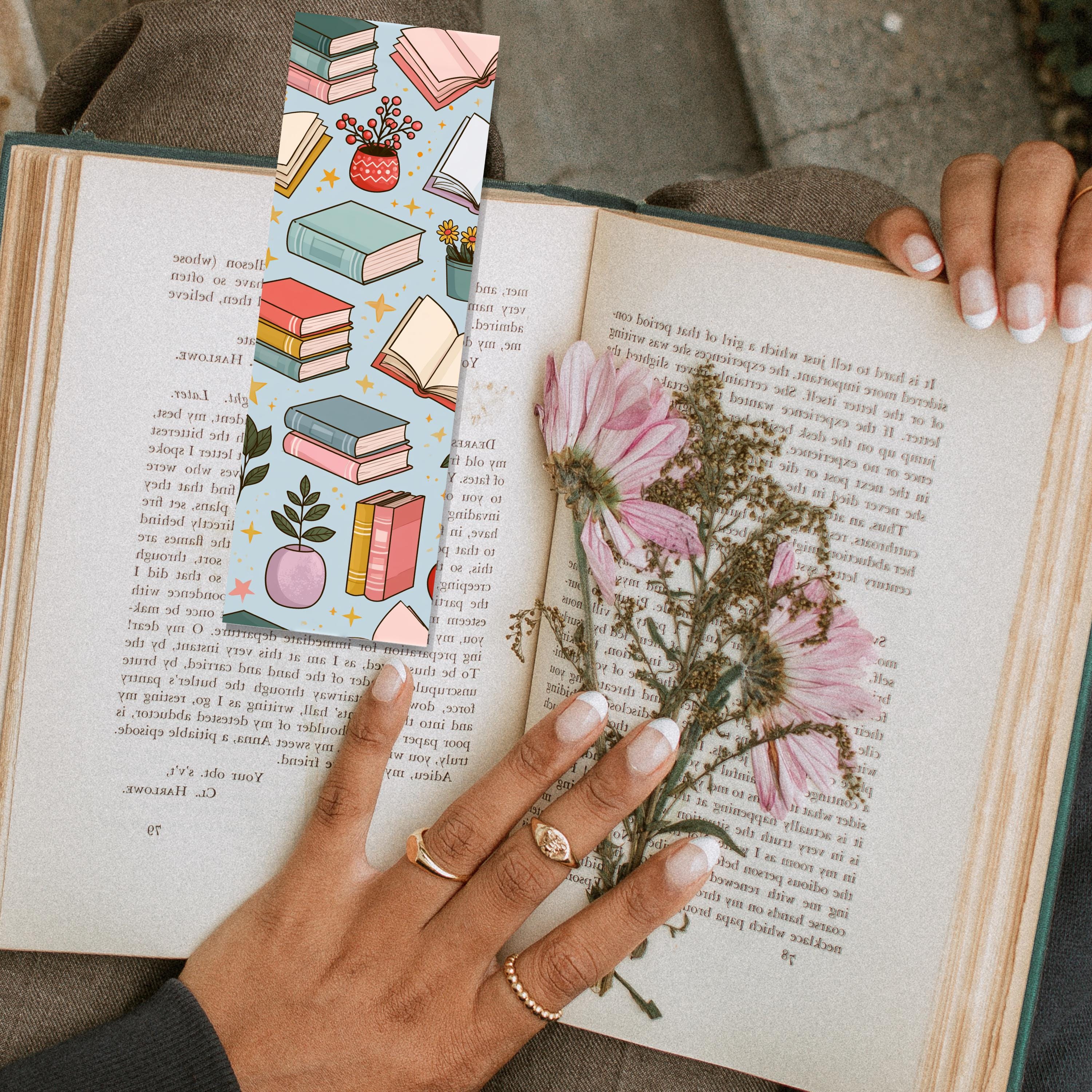 Book Themed Bookmark Gift for Reader Cute Book Lover Bookmark Reading Accessory Book Pattern Bookmark for Teacher