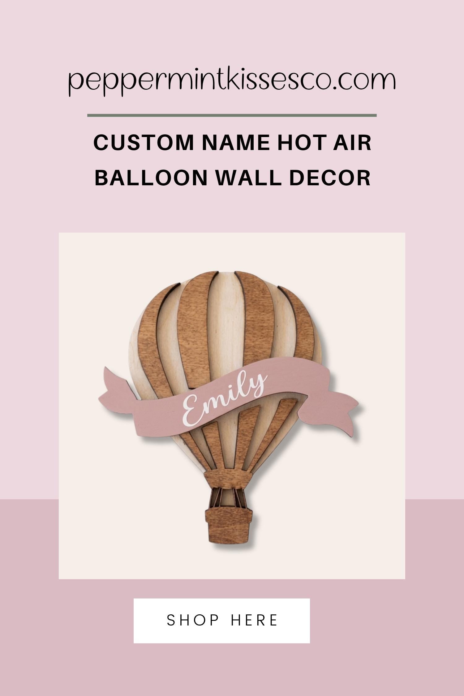 Personalized Hot Air Balloon Nursery Decor Custom Name Sign Wooden Baby Room Wall Art Neutral Nursery Accent Baby Shower Gift Playroom Decor