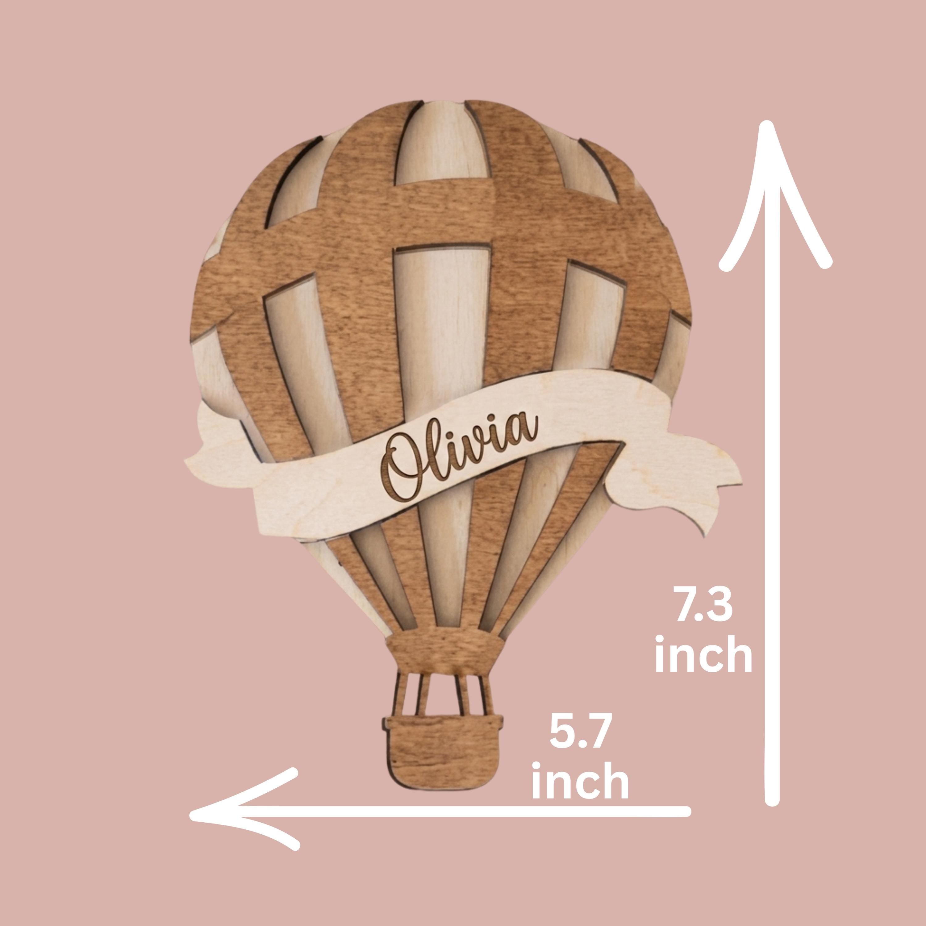 Personalized Hot Air Balloon Nursery Decor Custom Name Sign Wooden Baby Room Wall Art Neutral Nursery Accent Baby Shower Gift Playroom Decor
