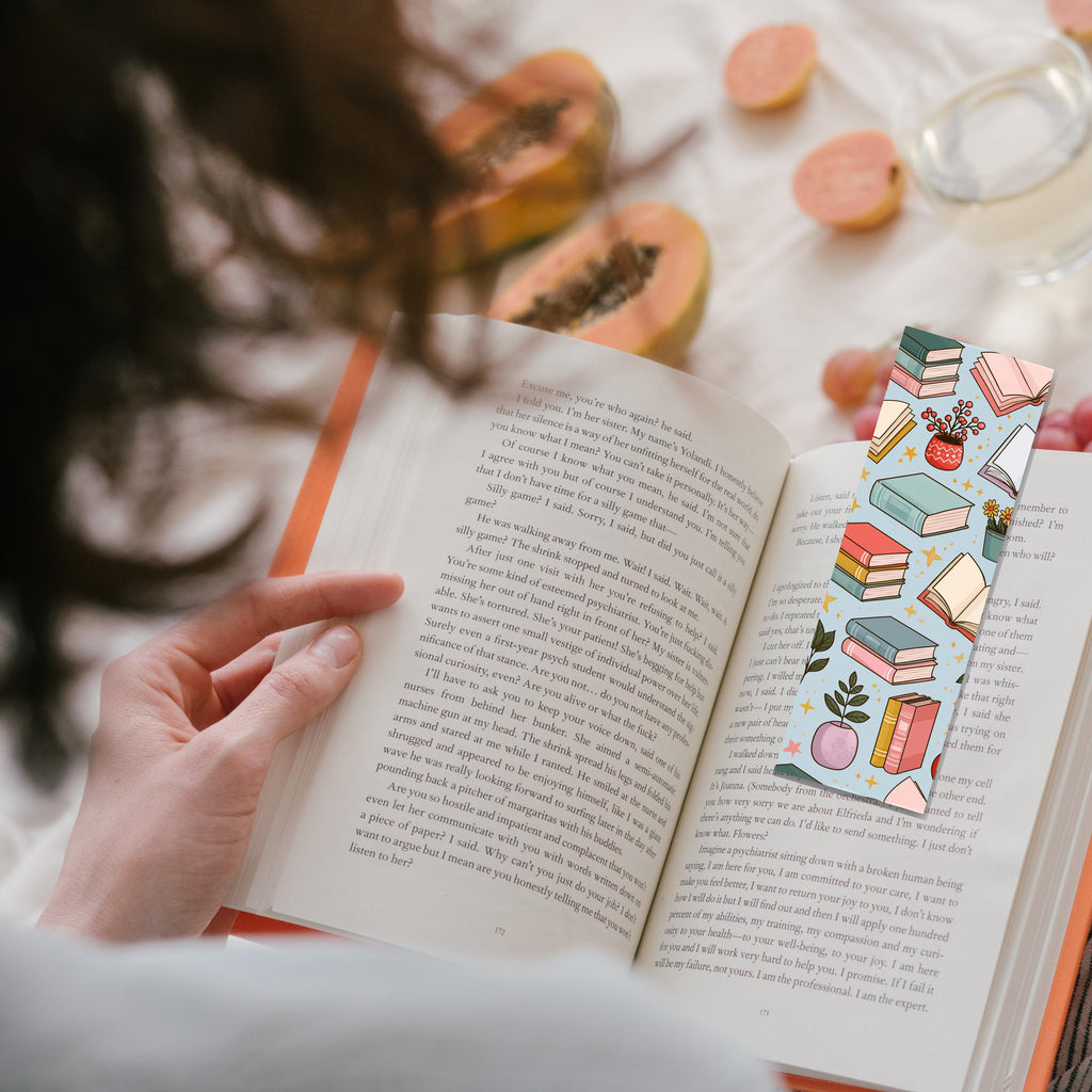 Book Themed Bookmark Gift for Reader Cute Book Lover Bookmark Reading Accessory Book Pattern Bookmark for Teacher