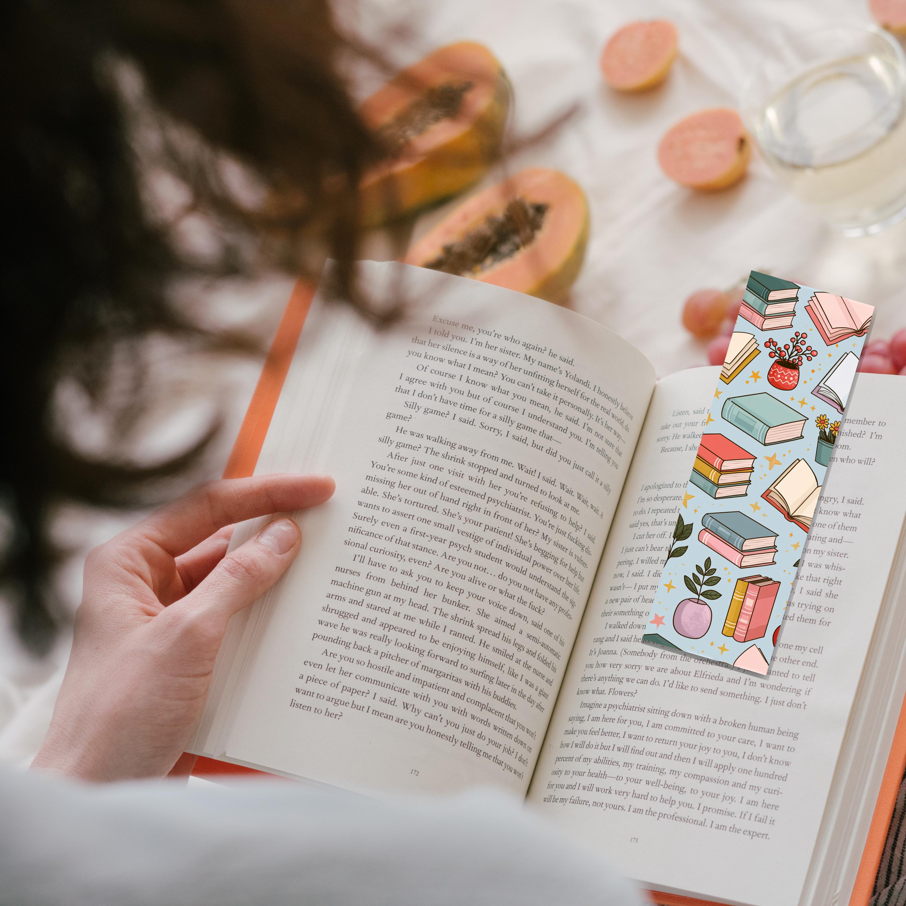 Book Themed Bookmark Gift for Reader Cute Book Lover Bookmark Reading Accessory Book Pattern Bookmark for Teacher