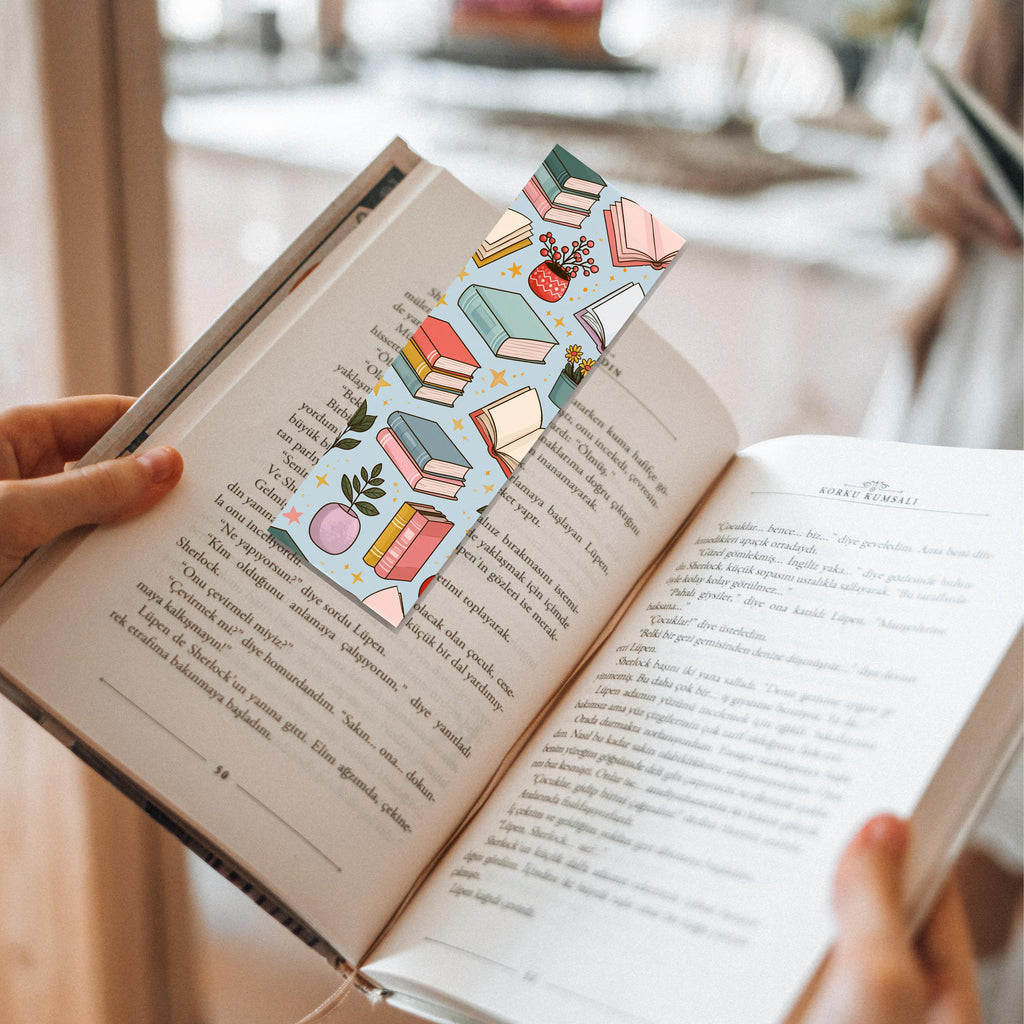 Book Themed Bookmark Gift for Reader Cute Book Lover Bookmark Reading Accessory Book Pattern Bookmark for Teacher