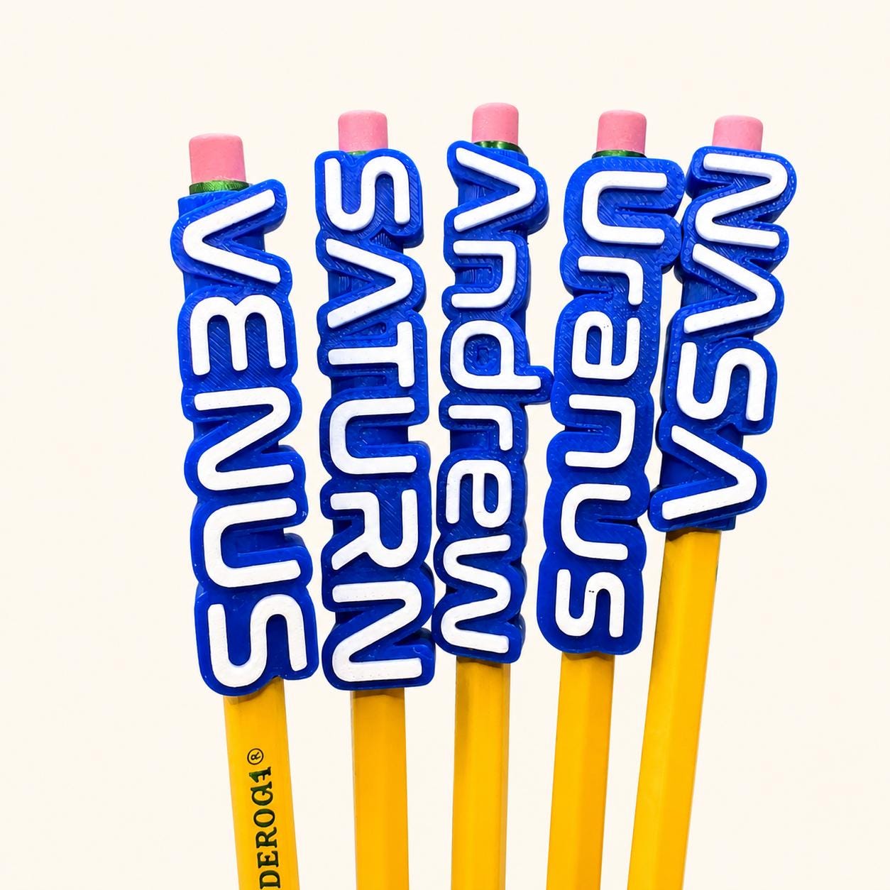Kid Stationery Holder Custom Pencil Topper Personalized Name Gift Student School Supply Back To School Essential Classroom Desk Accessory Writing Tool Organization Bold Text Design Eraser Cap Style Multiple Color Options Standard Pencil Fit