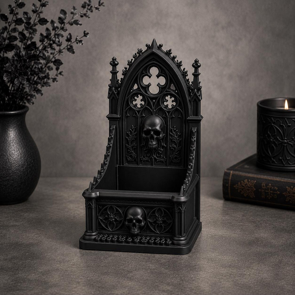 Medieval Desk Ornament Gothic Cathedral Design Bookmark Holder Skull Architecture Dark Academia Reading Accessory Pointed Arches Spire Details Quatrefoil Tracery Perfect Book Lover Gift Premium PLA Construction Gothic Style Home Library