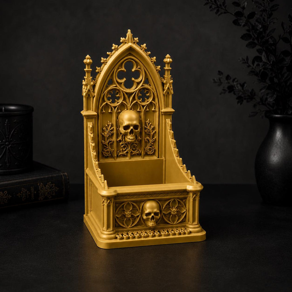 Cathedral Skull Design Bookmark Holder Gothic Architecture Medieval Spire Tracery Pointed Arches Dark Academia Collection Perfect Book Lover Gift Reading Companion Desk Ornament Premium PLA Construction Gothic Style Home Library Display