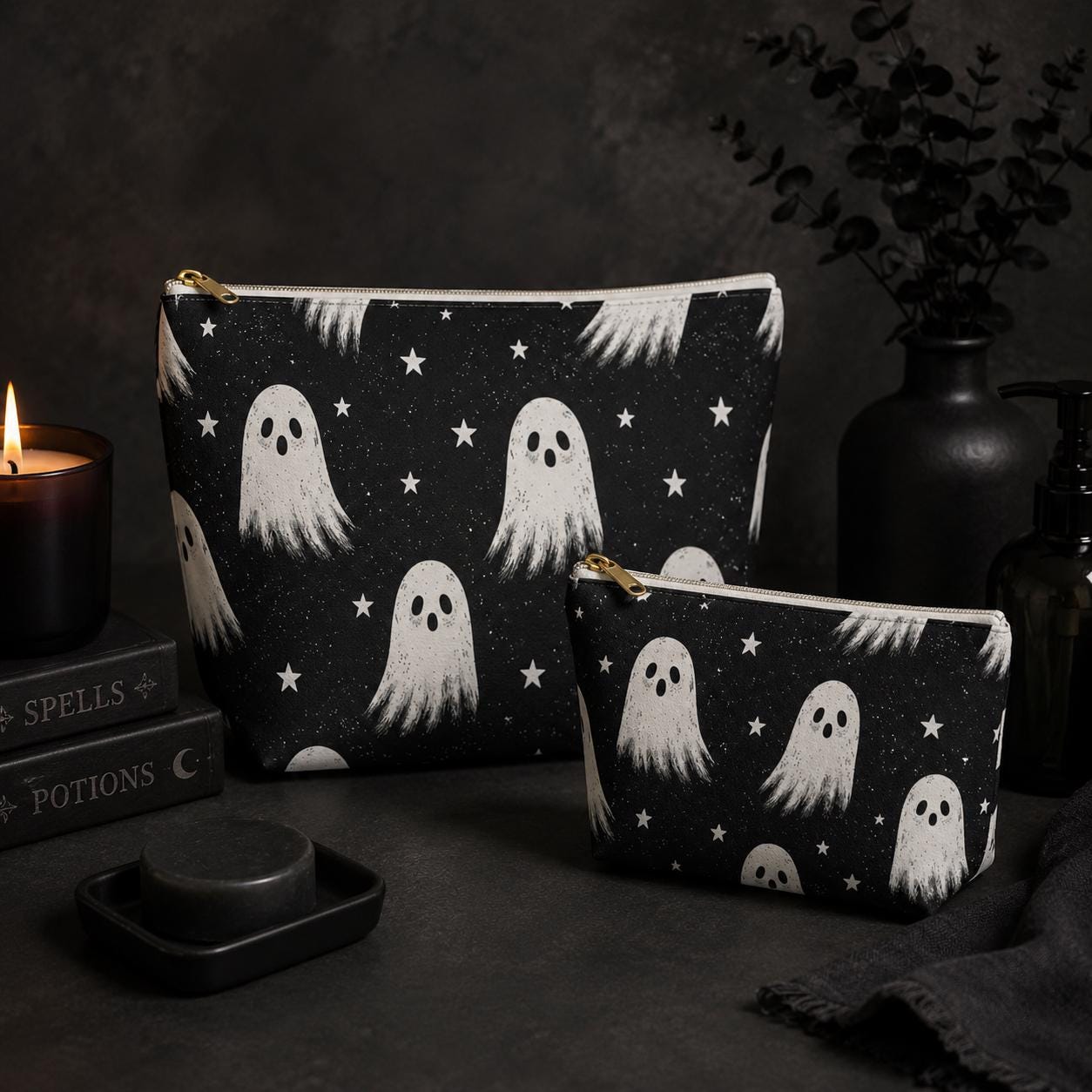 Cute Ghost Makeup Bag-Spooky Cosmetic & Travel Zipper Pouch