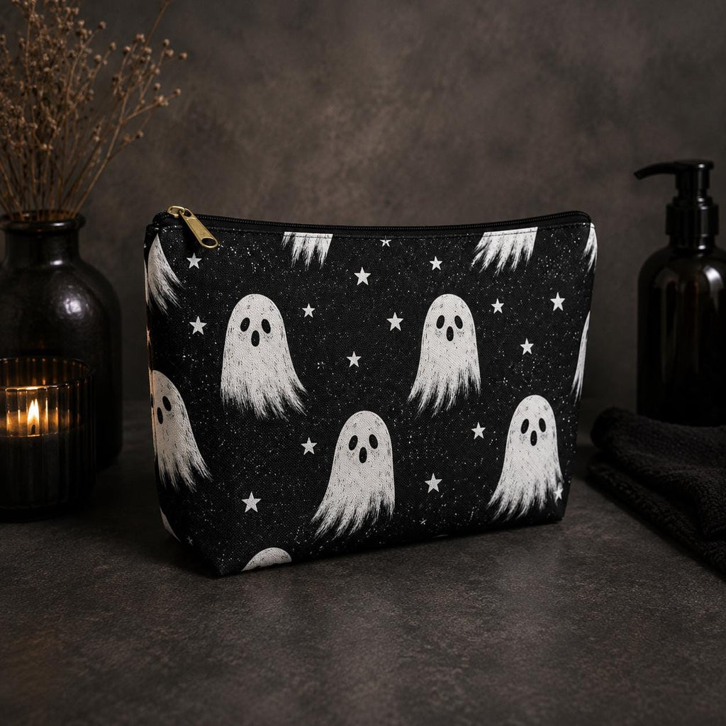 Cute Ghost Makeup Bag-Spooky Cosmetic & Travel Zipper Pouch