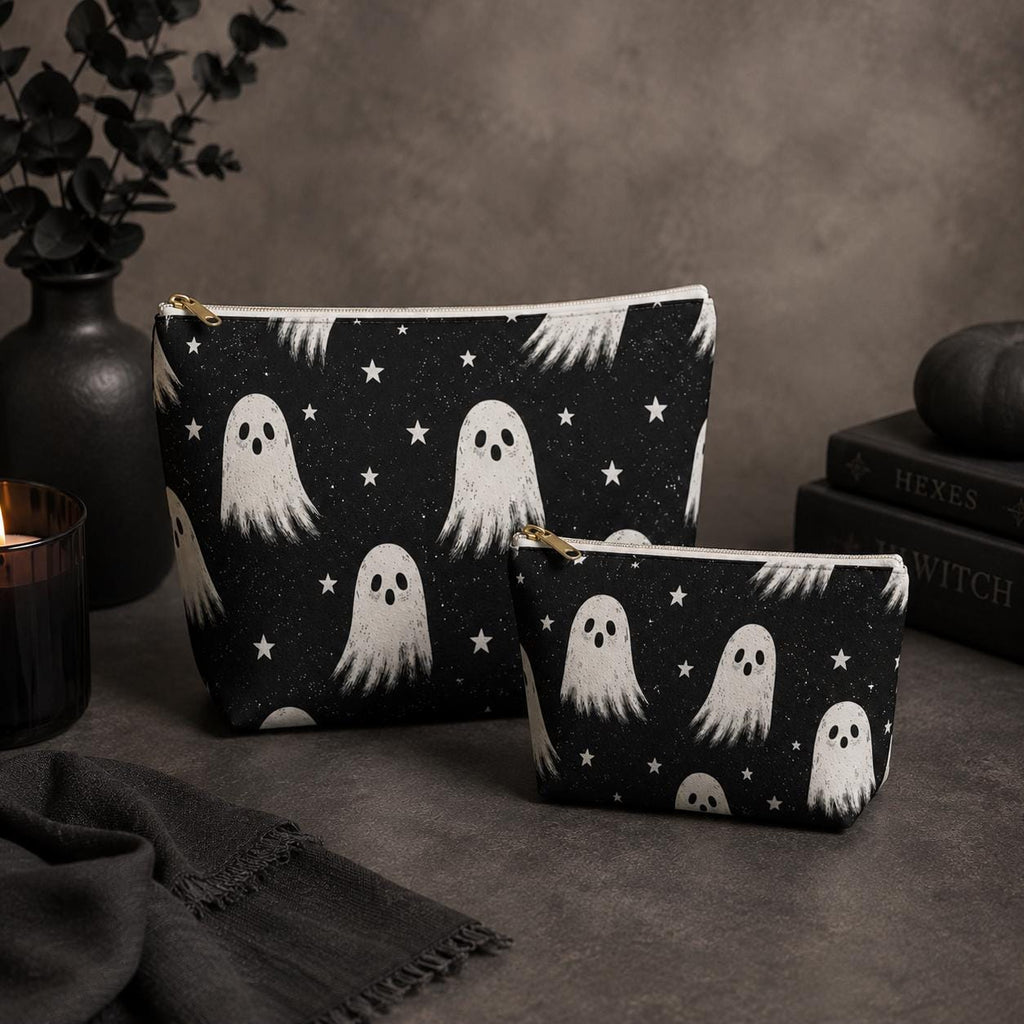 Cute Ghost Makeup Bag-Spooky Cosmetic & Travel Zipper Pouch