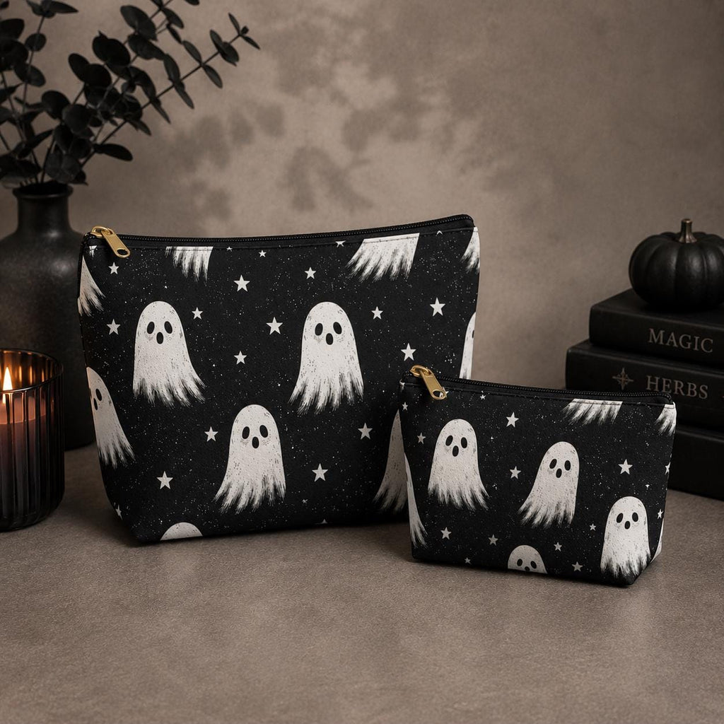 Cute Ghost Makeup Bag-Spooky Cosmetic & Travel Zipper Pouch