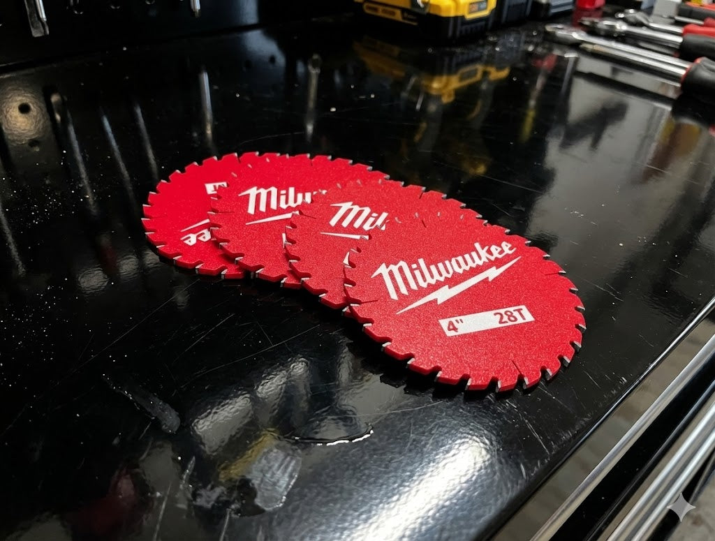 Saw Blade Coaster Set 3D Printed Tool Inspired Drink Coasters Garage Bar Workshop Coasters Gift for DIYers Fathers Day Gift